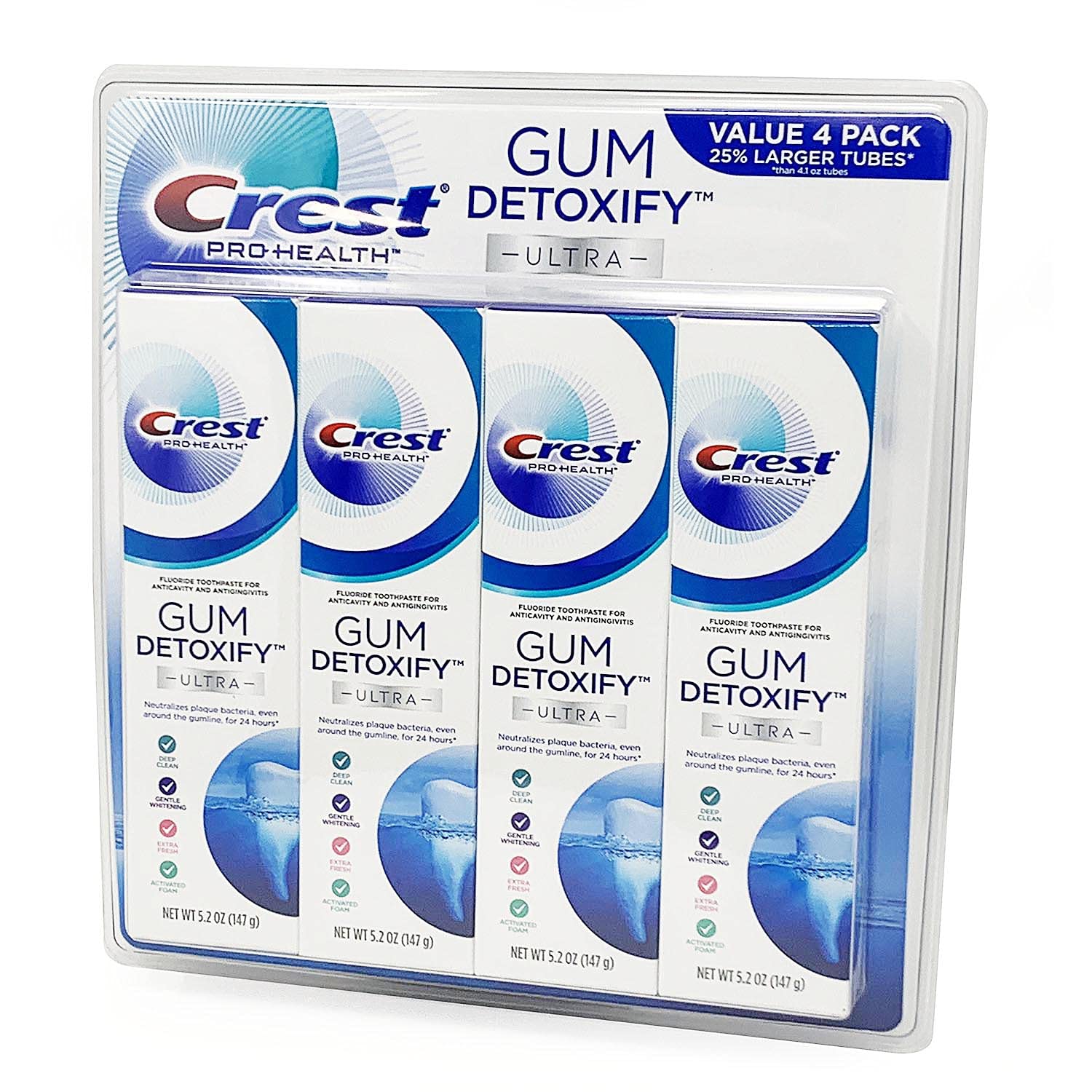 Pasta De Dientes Crest Pro Health Ultra Gum Detoxify 150 Ml, Paquete De 4 - Venta Internacional.