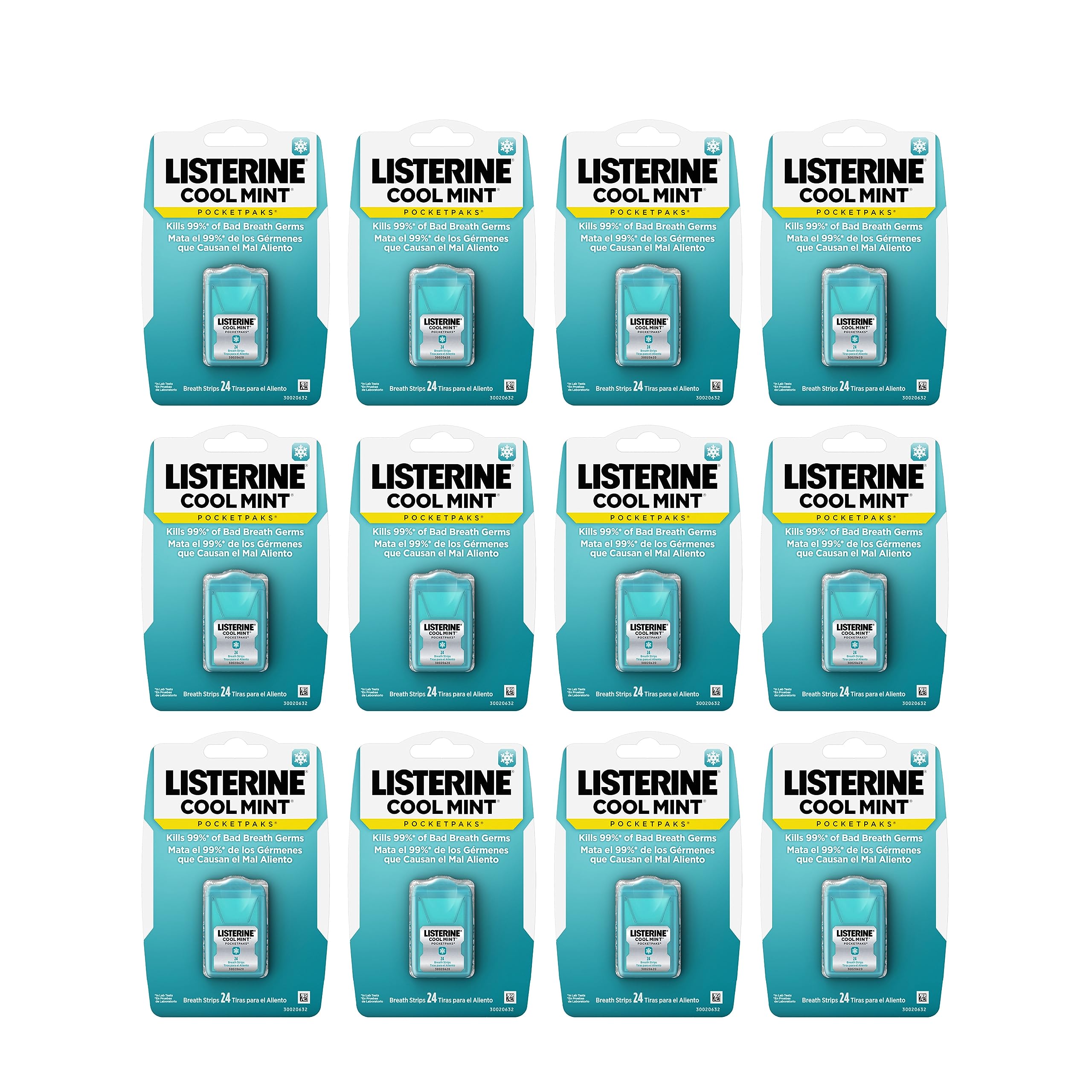 Breath Strips Listerine Cool Mint Pocketpaks  24 Tiras X 12 Unidades - Venta Internacional.