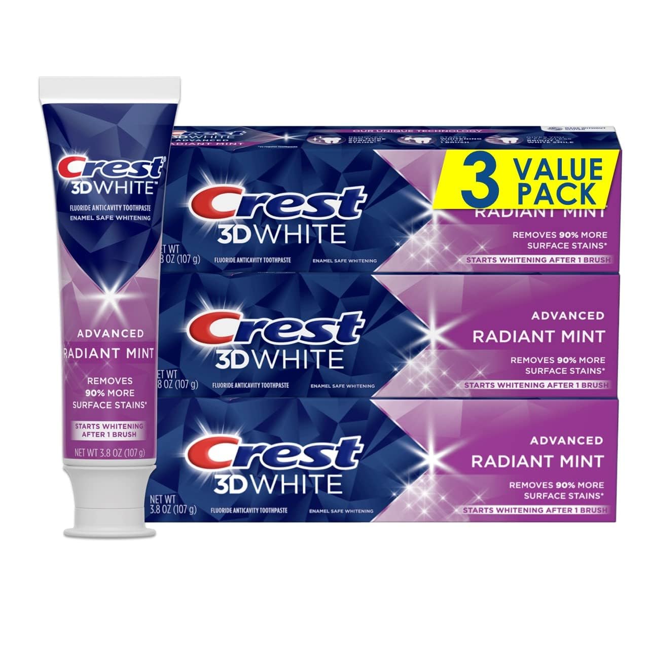Pasta de Dientes Crest 3d White Radiant Mint 110 Ml 3 Piezas - Venta Internacional