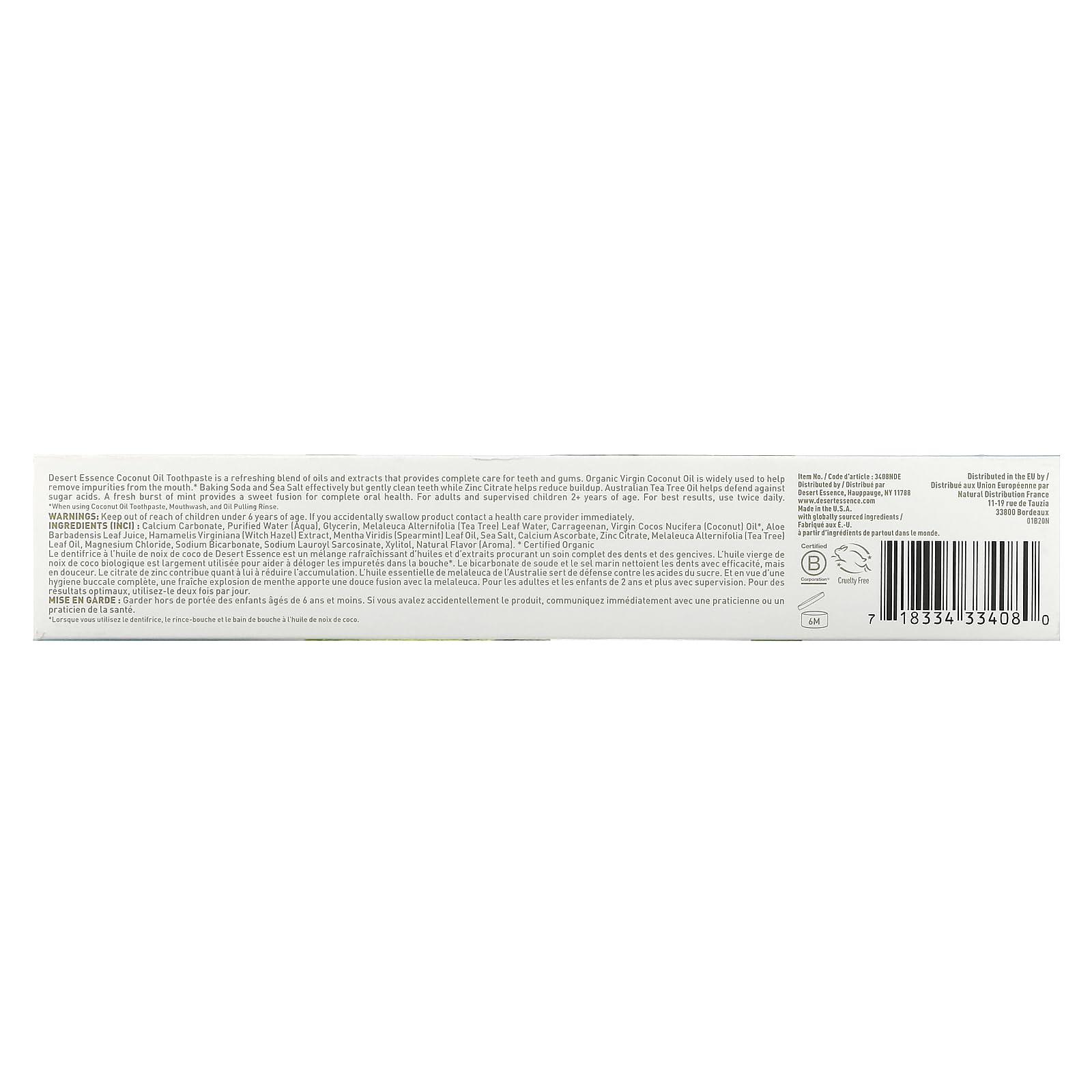 Foto 4 pulgar | Pasta De Dientes Desert Essence Con Aceite De Árbol De Té  Coco Y Menta 185 Ml - Venta Internacional.