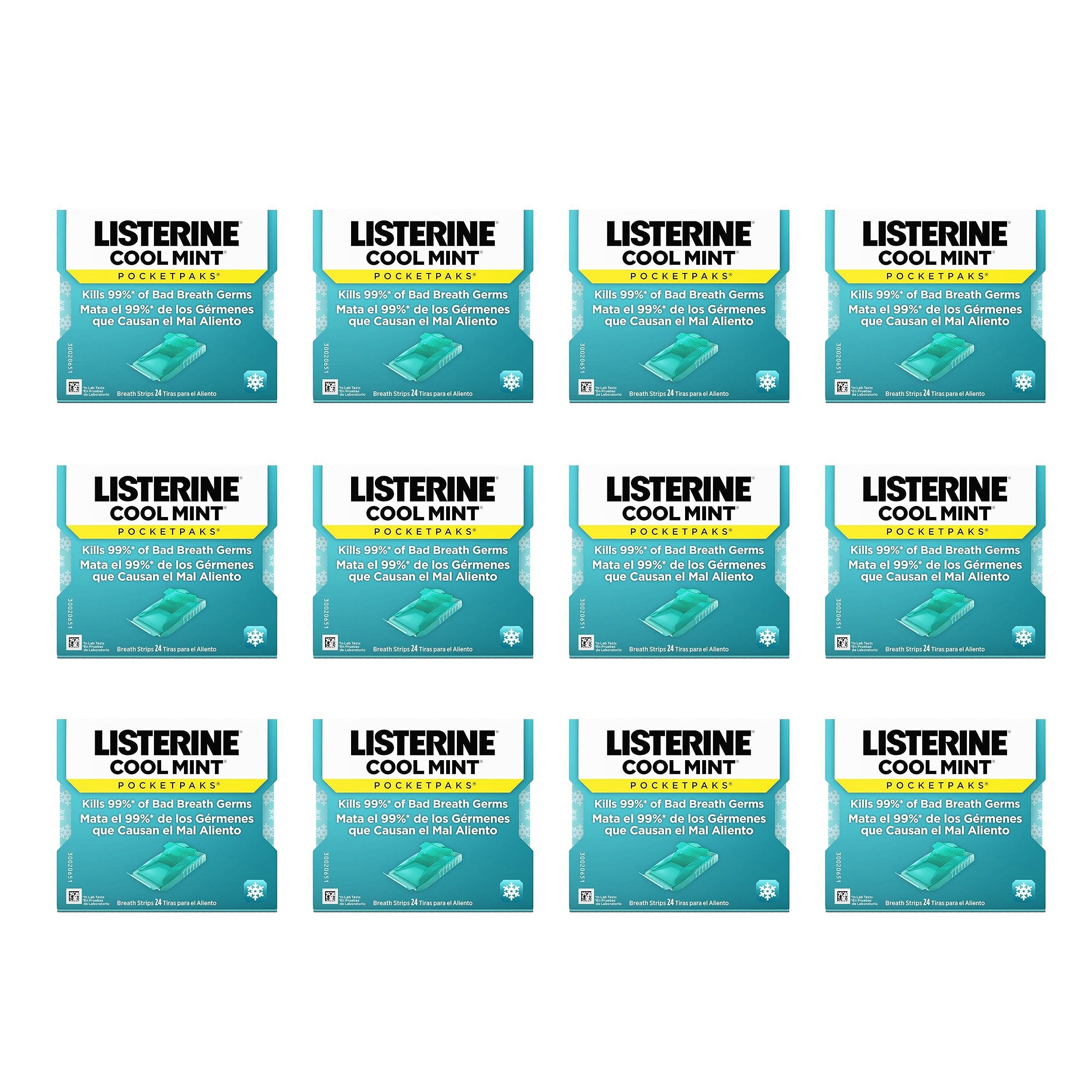 Breath Strips Listerine Cool Mint Pocketpaks  24 Tiras (12 Unidades) - Venta Internacional.