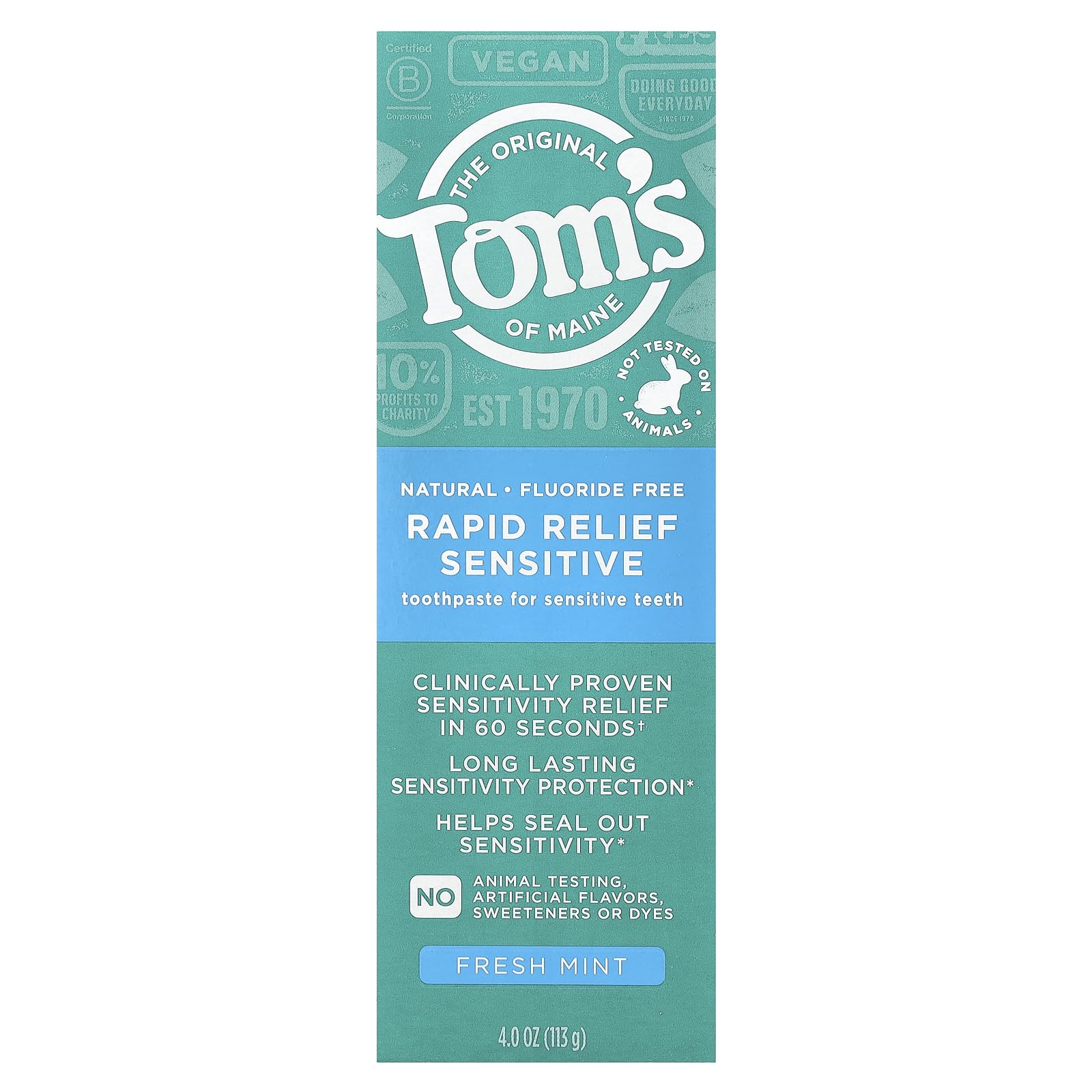 Foto 3 pulgar | Pasta De Dientes Tom's Of Maine Natural Rapid Relief Sensitive 120 Ml - Venta Internacional.
