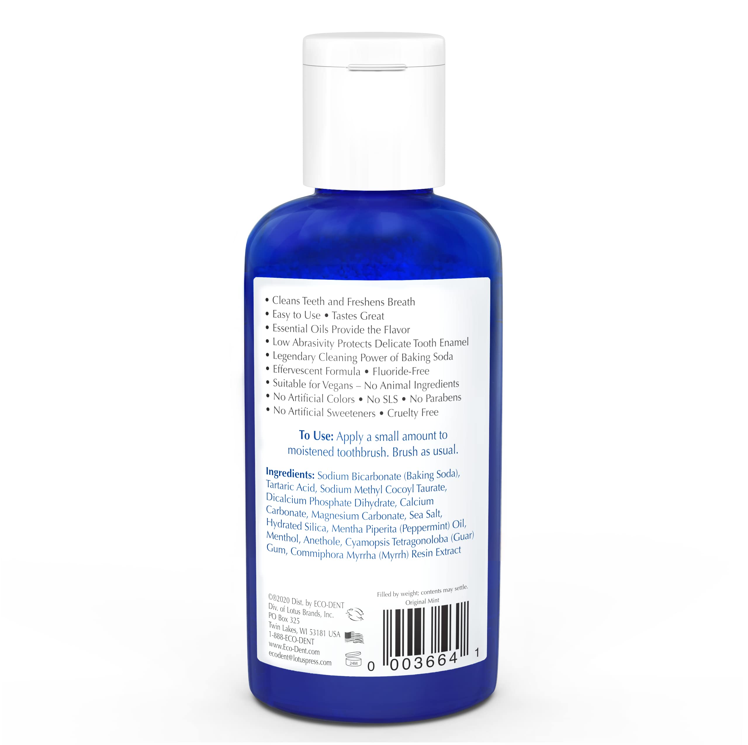 Foto 2 | Polvo De Dientes Eco-dent Dailycare Bicarbonato De Sodio Original Mint 60 Ml - Venta Internacional.