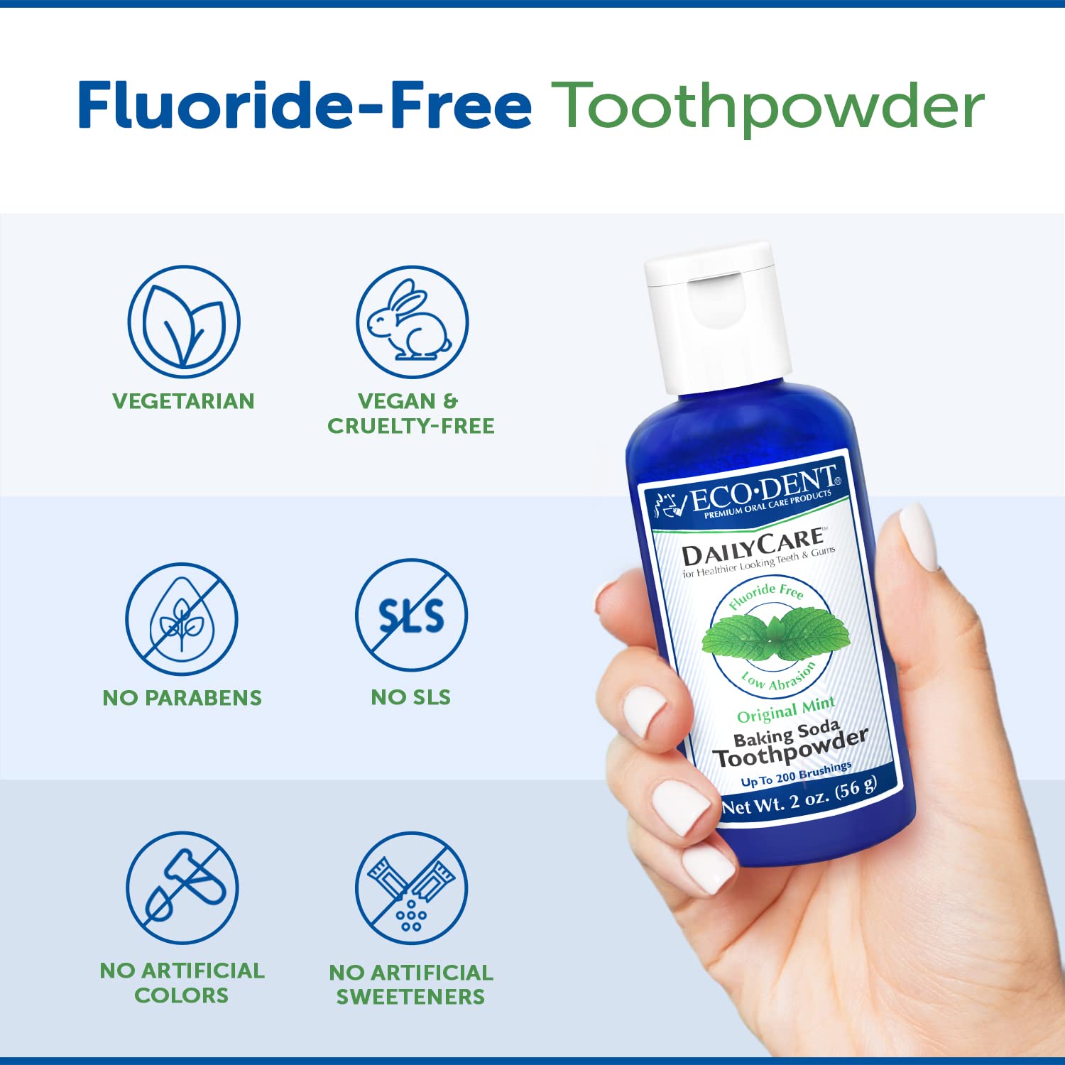 Foto 7 pulgar | Polvo De Dientes Eco-dent Dailycare Bicarbonato De Sodio Original Mint 60 Ml - Venta Internacional.