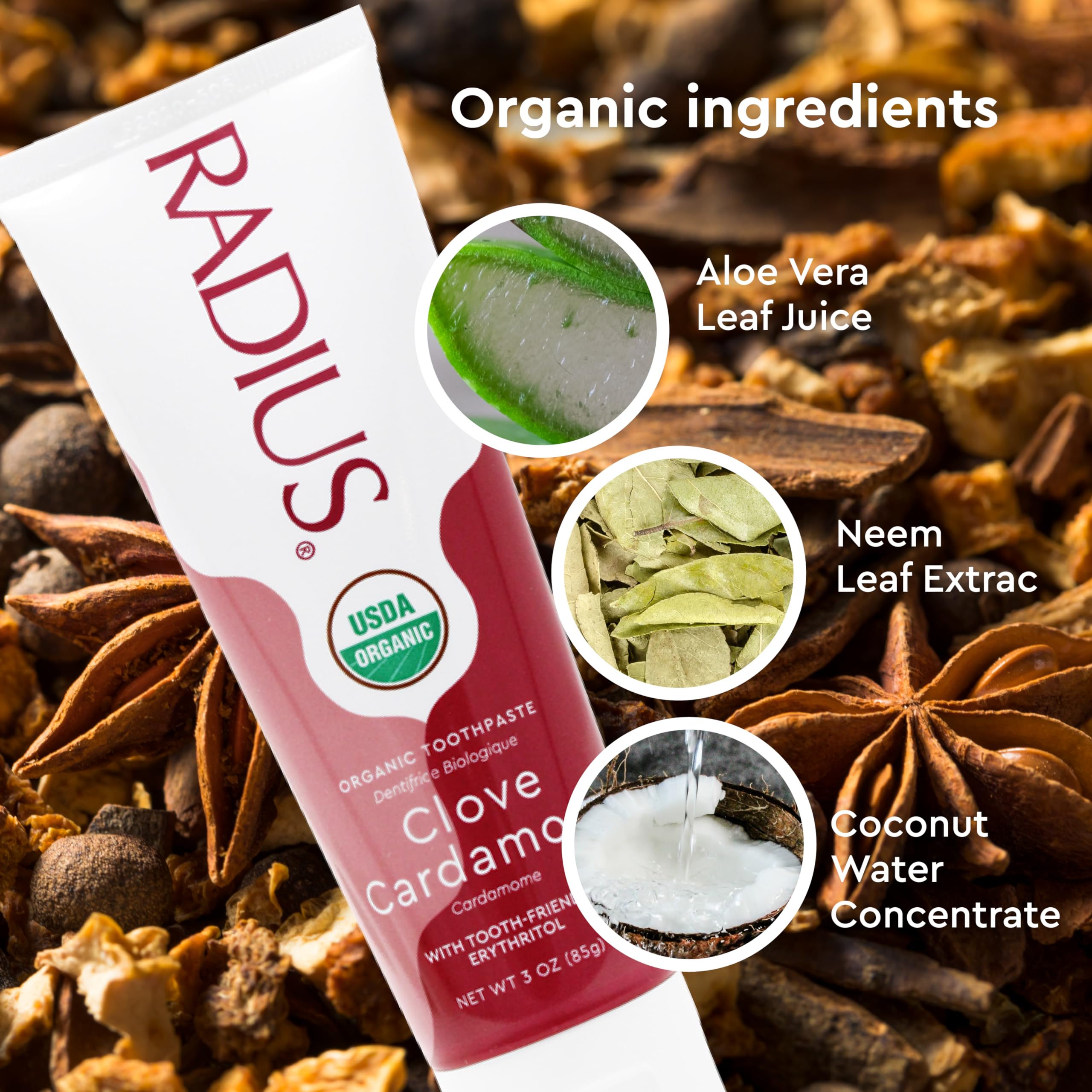 Foto 8 pulgar | Pasta De Dientes Radius Usda Organic Clavo Cardamomo  90 Ml  Paquete De 2 - Venta Internacional.