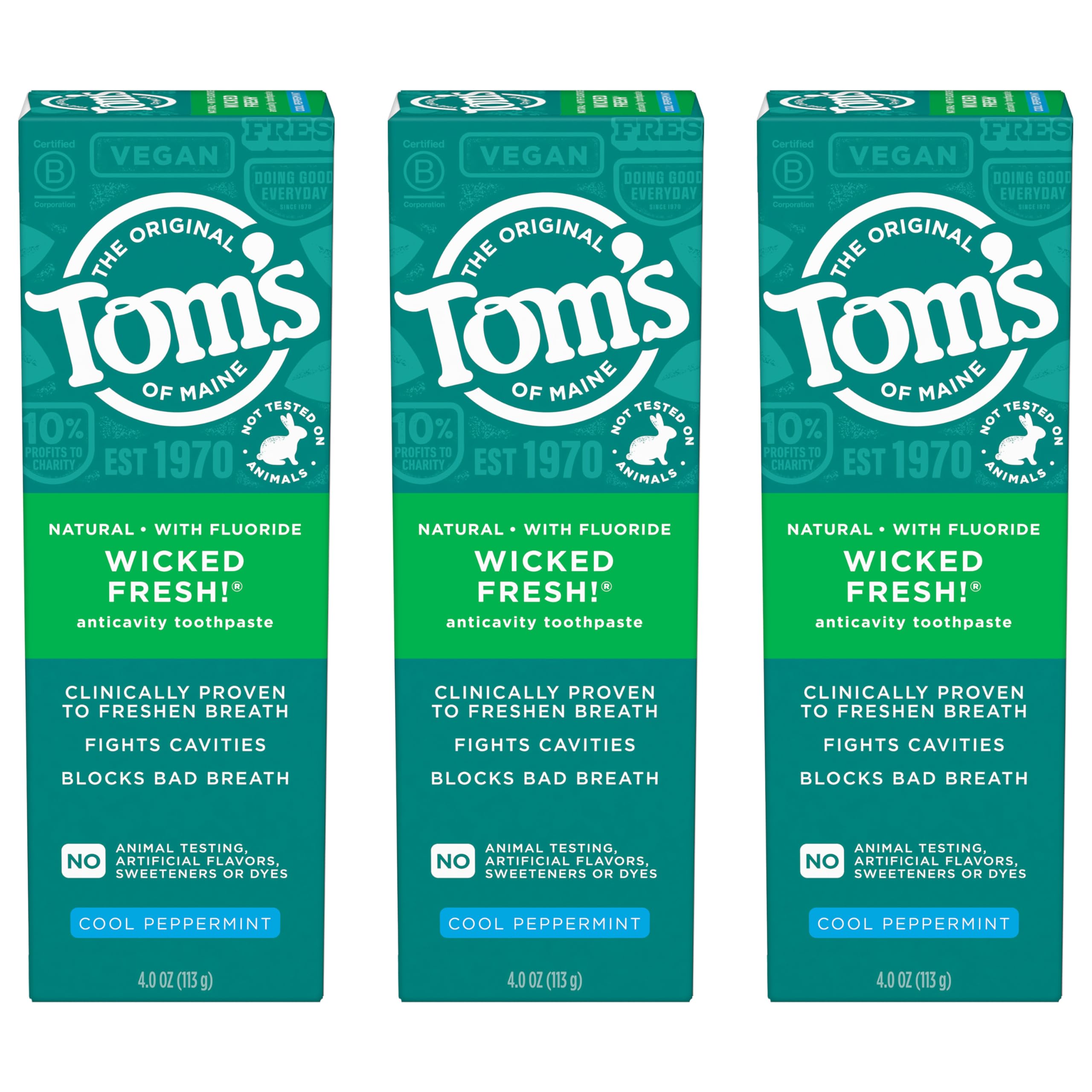 Foto 1 | Pasta De Dientes Tom's Of Maine Wicked Fresh! Cool Peppermint  Paquete De 3  120 Ml - Venta Internacional.