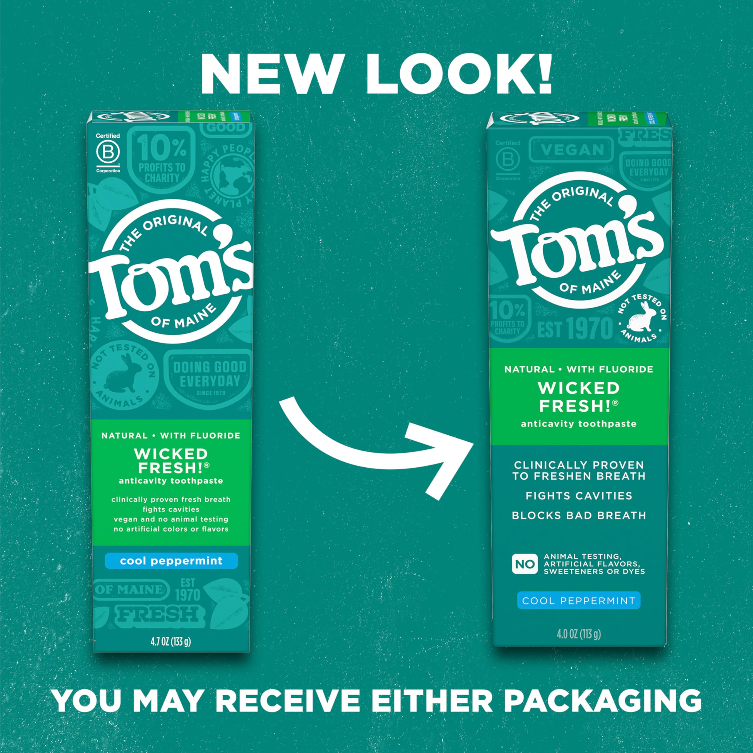 Foto 3 pulgar | Pasta De Dientes Tom's Of Maine Wicked Fresh! Cool Peppermint  Paquete De 3  120 Ml - Venta Internacional.