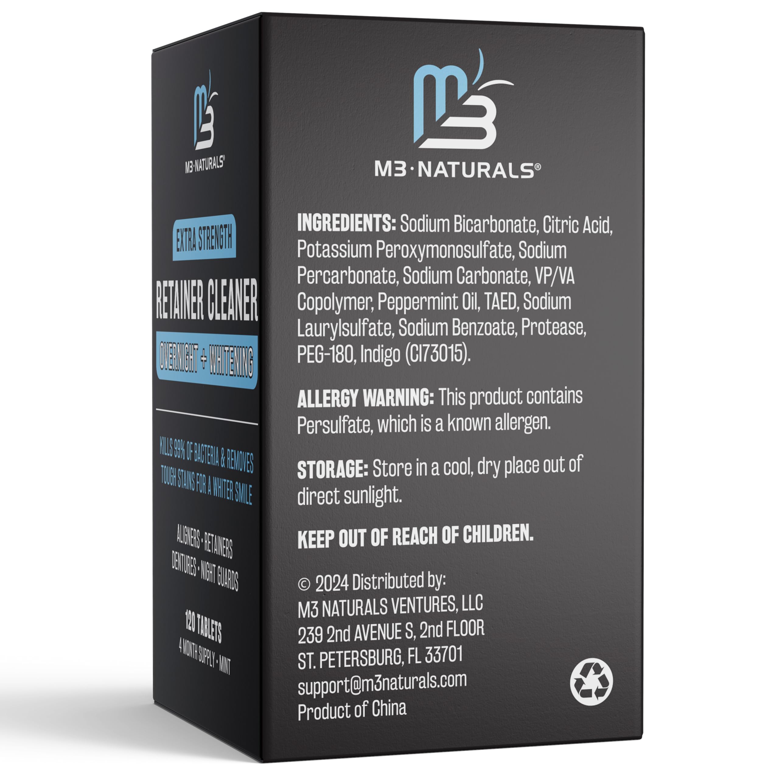 Foto 3 pulgar | Retainer Cleaner M3 Naturals Overnight + Whitening 120 Tabletas - Venta Internacional.