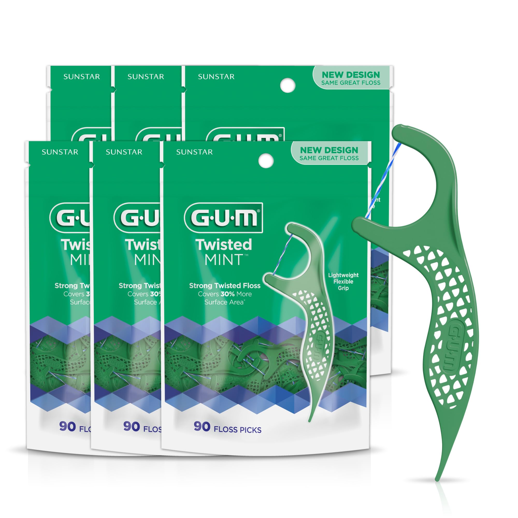 Floss Picks Gum Twisted Mint Twisted Mint Threads 90 Unidades X6 - Venta Internacional.