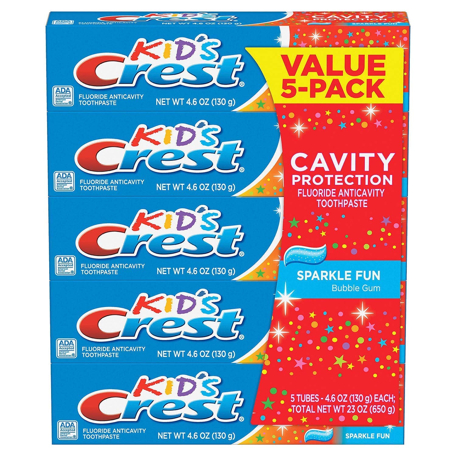 Pasta De Dientes Crest Kid's Sparkle Fun  135 Ml  Paquete De 5 - Venta Internacional.