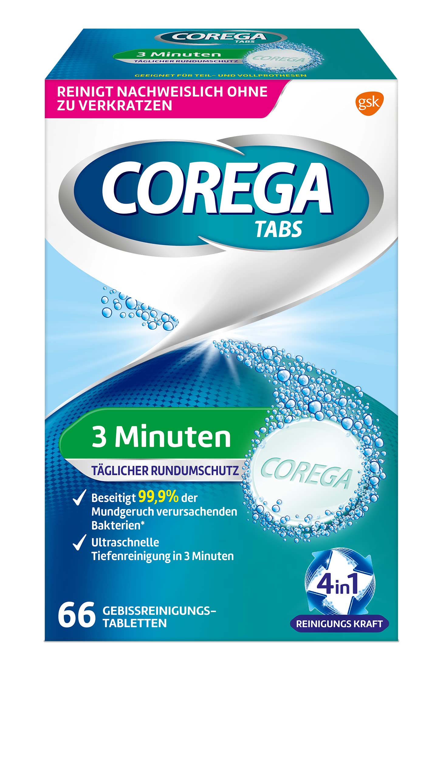 Bastones Limpiadores De Dentaduras Corega Rapid 66 Tabletas - Venta Internacional.
