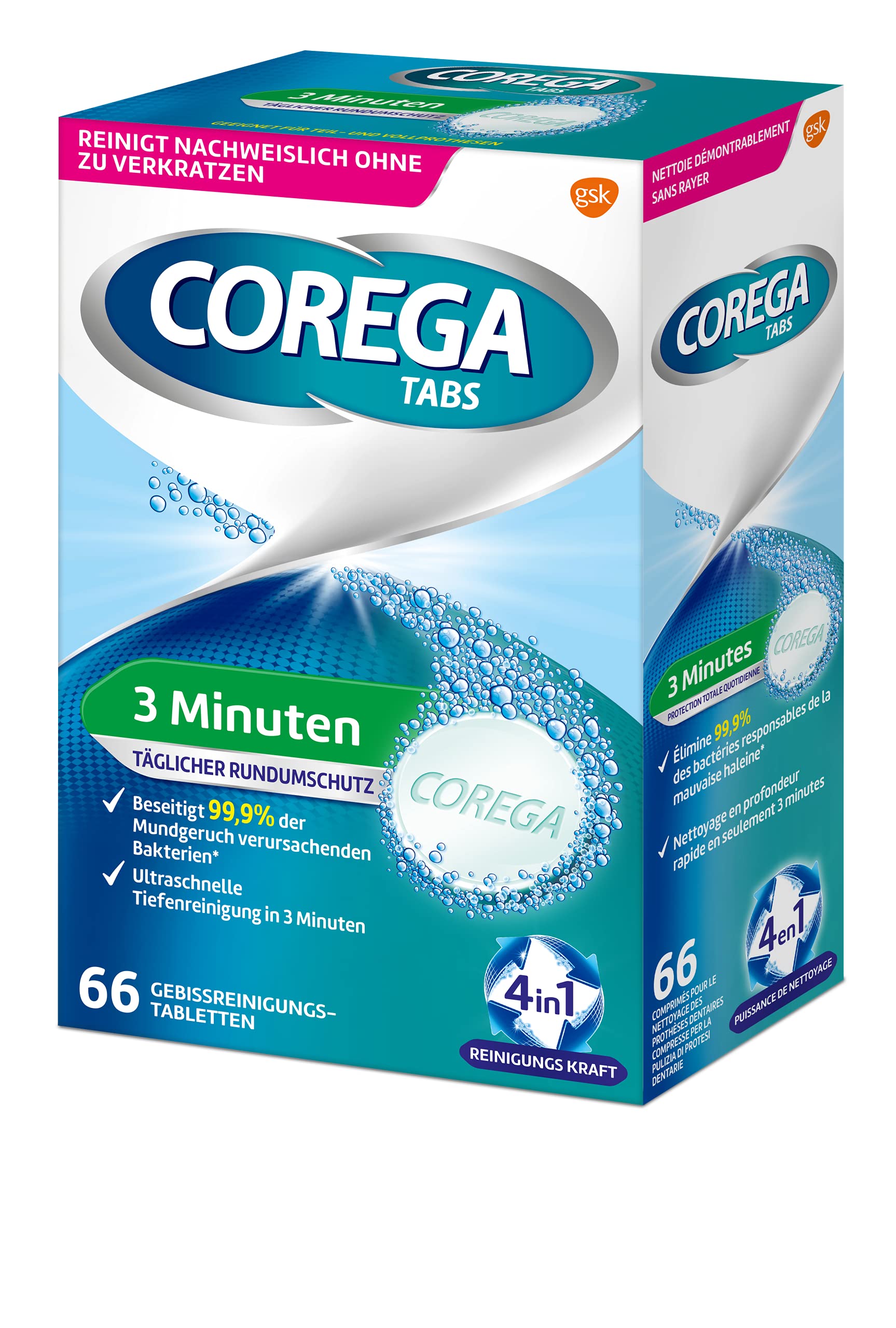 Foto 4 pulgar | Bastones Limpiadores De Dentaduras Corega Rapid 66 Tabletas - Venta Internacional.
