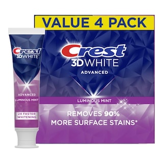 Foto 1 | Pasta De Dientes Crest 3d White Advanced Luminous Mint 110 Ml X4 - Venta Internacional.