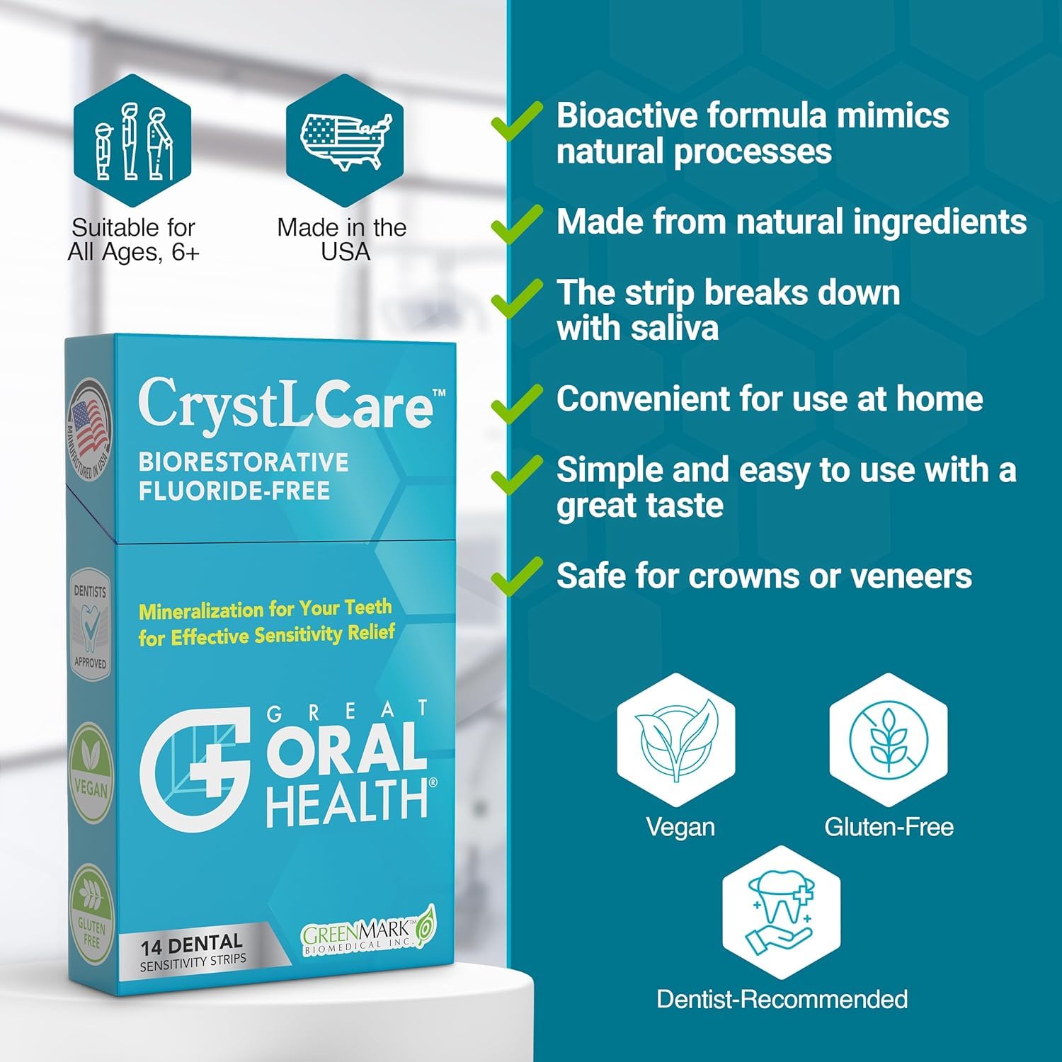 Foto 4 pulgar | Tratamiento De Sensibilidad Dental Crystlcare Sensitive Teeth Strips - Venta Internacional.
