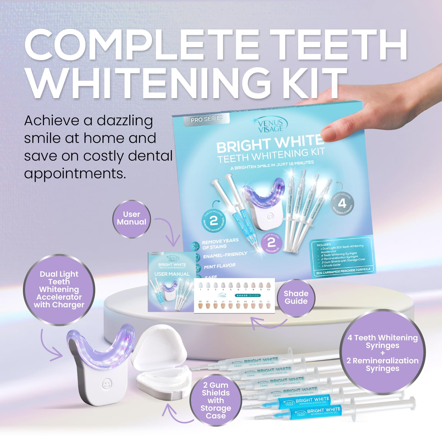 Foto 3 pulgar | Kit de Blanqueamiento Dental Venus Visage Led con Gel y Remineralización - Venta Internacional