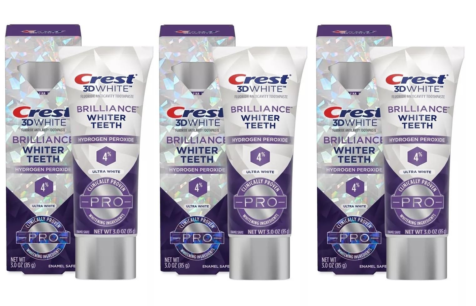Foto 5 pulgar | Pasta de Dientes Crest 3d White Brilliance Whiter Teeth 90 ml 3 Piezas - Venta Internacional