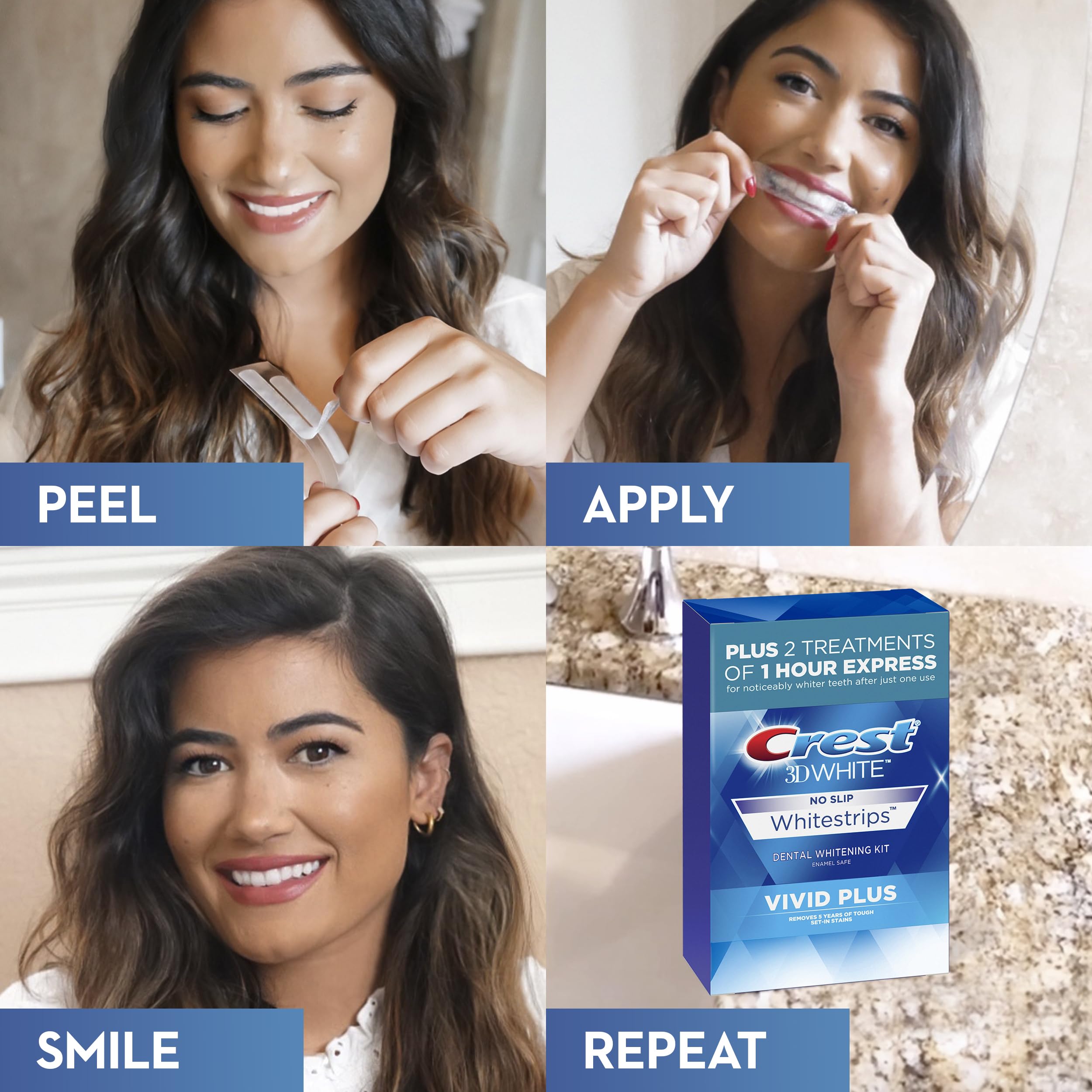 Foto 2 | Kit De Tiras Blanqueadoras De Dientes Crest 3d Whitestrips Vivid Plus - Venta Internacional.