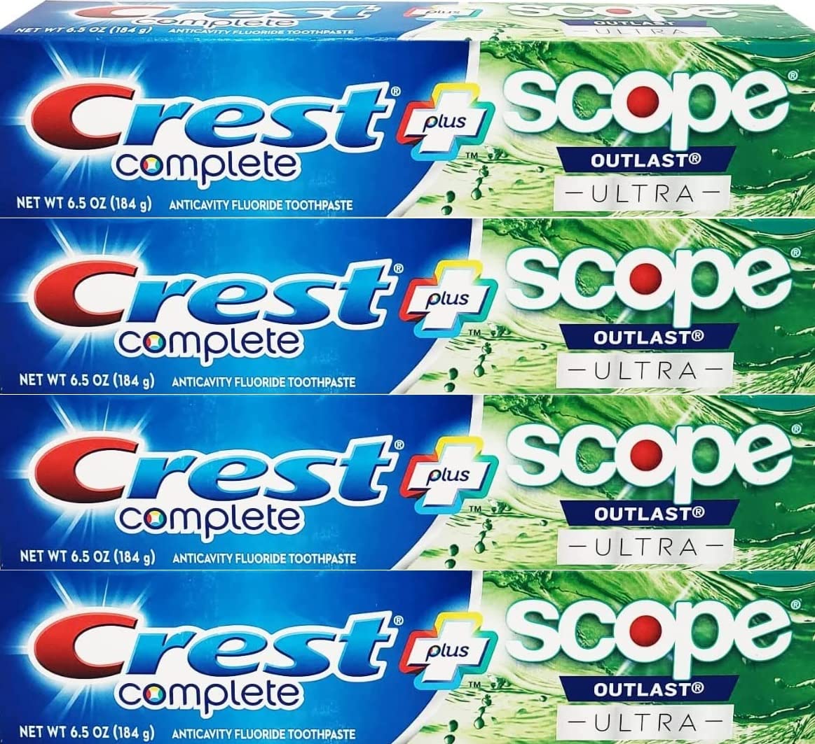 Foto 1 | Pasta De Dientes Crest Complete Whitening Plus Scope Outlast 184g X4 - Venta Internacional.