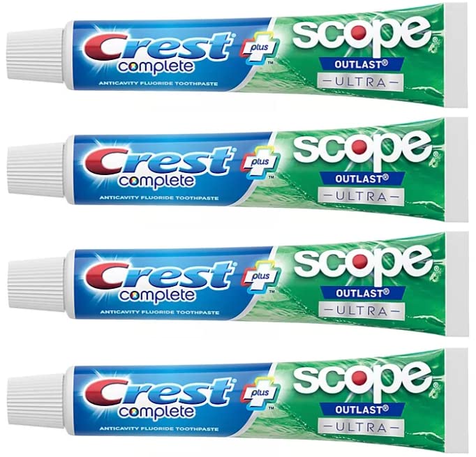 Foto 2 | Pasta De Dientes Crest Complete Whitening Plus Scope Outlast 184g X4 - Venta Internacional.