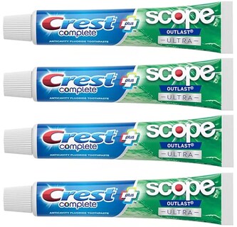 Foto 2 | Pasta De Dientes Crest Complete Whitening Plus Scope Outlast 184g X4 - Venta Internacional.