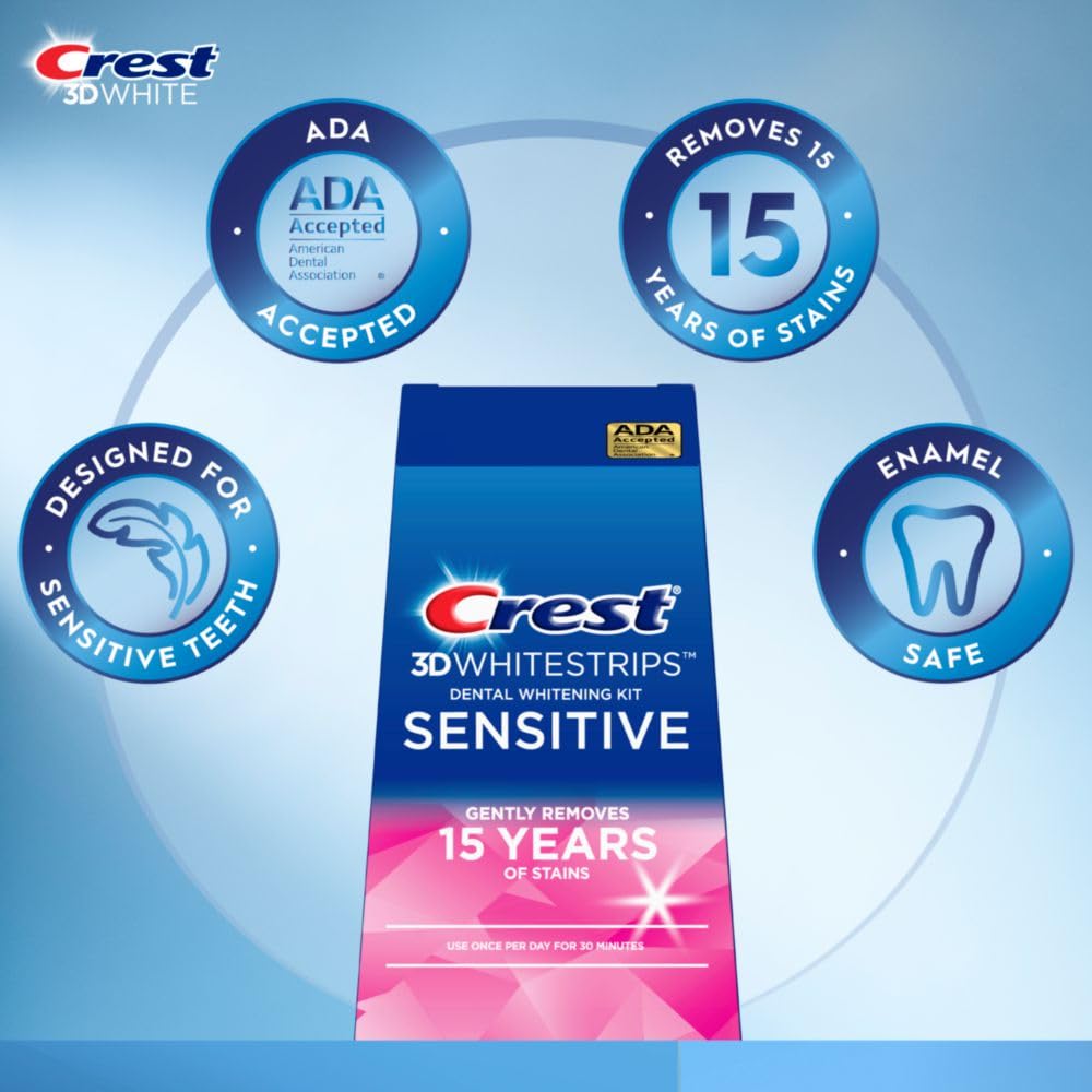 Foto 2 | Kit De Blanqueamiento Dental Crest 3d Whitestrips Sensitive 18 Tratamientos - Venta Internacional.