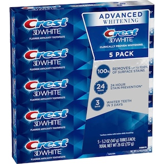 Foto 2 | Pasta De Dientes Crest 3d White Advanced Whitening 150 Ml (paquete De 5) - Venta Internacional.