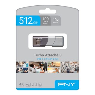 Foto 4 | Unidad Flash Pny Turbo Attache 3 512 Gb Usb 3.2 100 Mb/s Plateada - Venta Internacional.