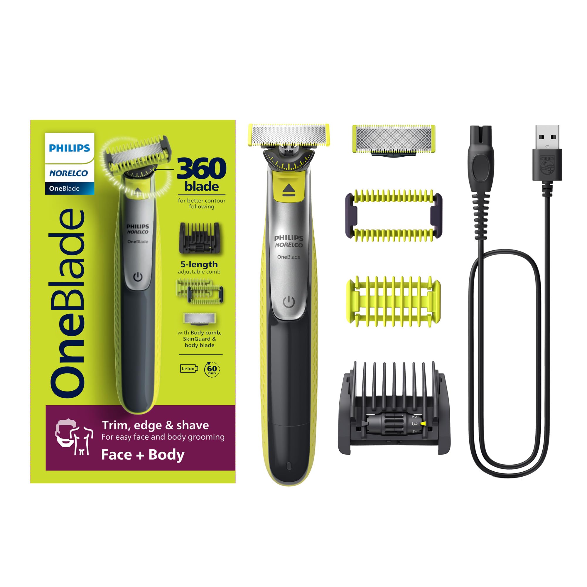 Foto 2 pulgar | Maquinilla de Afeitar y Recortadora de Barba Eléctrica Philips Norelco Oneblade 360 - Venta Internacional