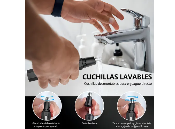 Foto 6 pulgar | Xtellar Recortadora Eléctrica Multifuncional Para Nariz Y Orejas, Recargable Usb, Negra - La Solución De Grooming Pe