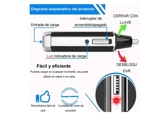 Foto 4 pulgar | Kit Xtellar 4 En 1 Para Cuidado Del Vello Nasal Y Cabello - Tecnología Premium, Portátil Y Multifuncional