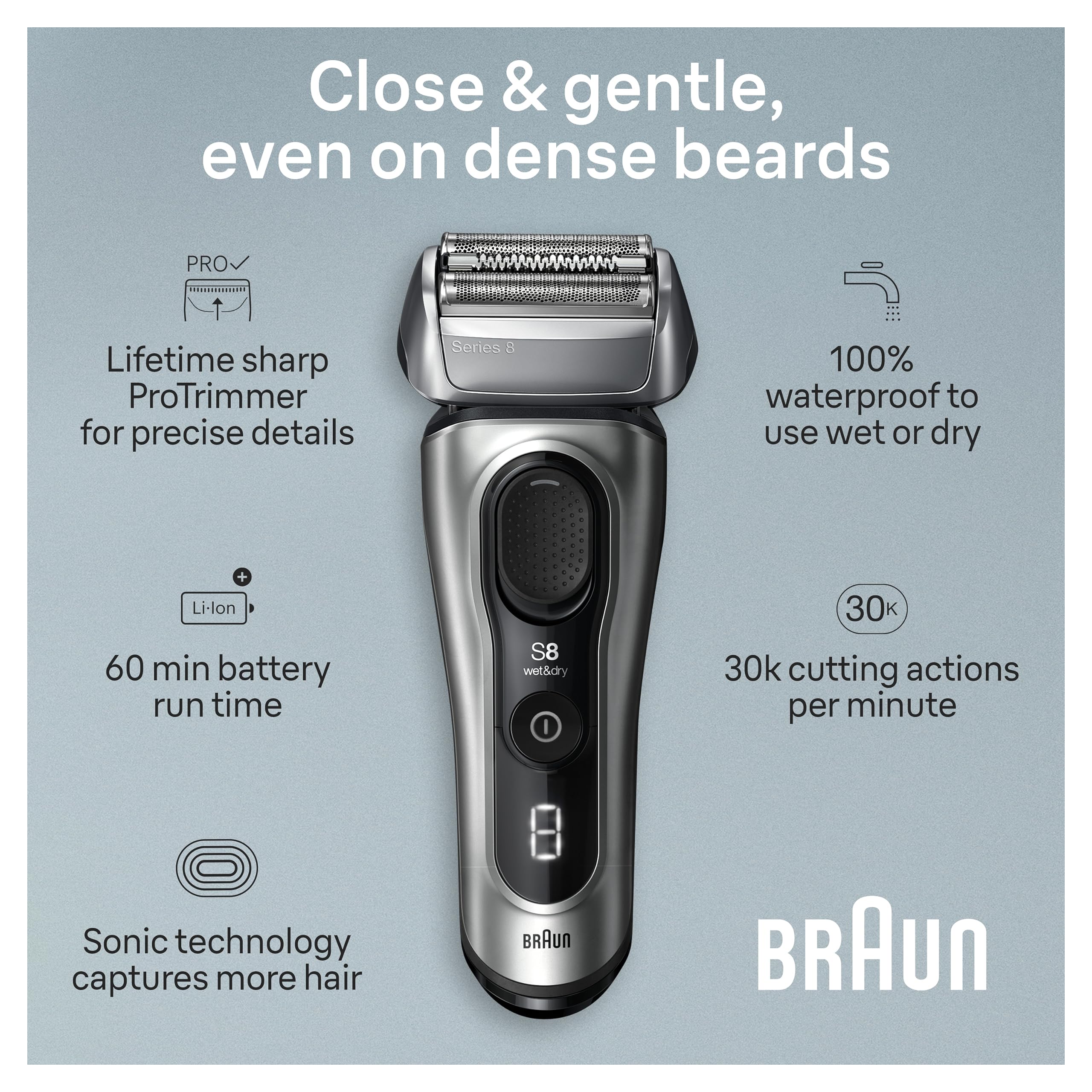 Foto 4 pulgar | Maquinilla De Afeitar Eléctrica Braun Series 8 8517s Para Hombre Húmedo Y Seco - Venta Internacional.
