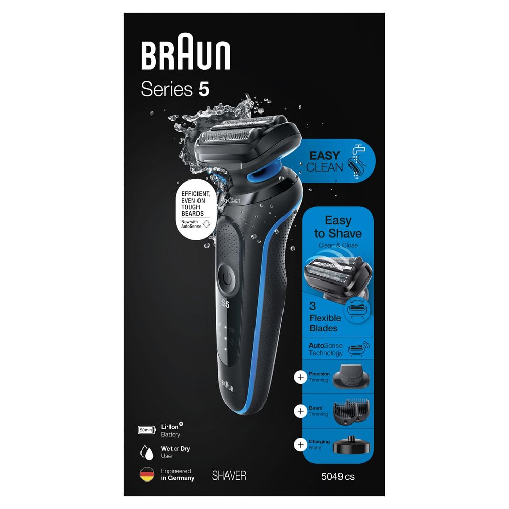 Foto 2 pulgar | Afeitadora Eléctrica Braun Series 5 5049cs Con Soporte De Carga Azul - Venta Internacional.