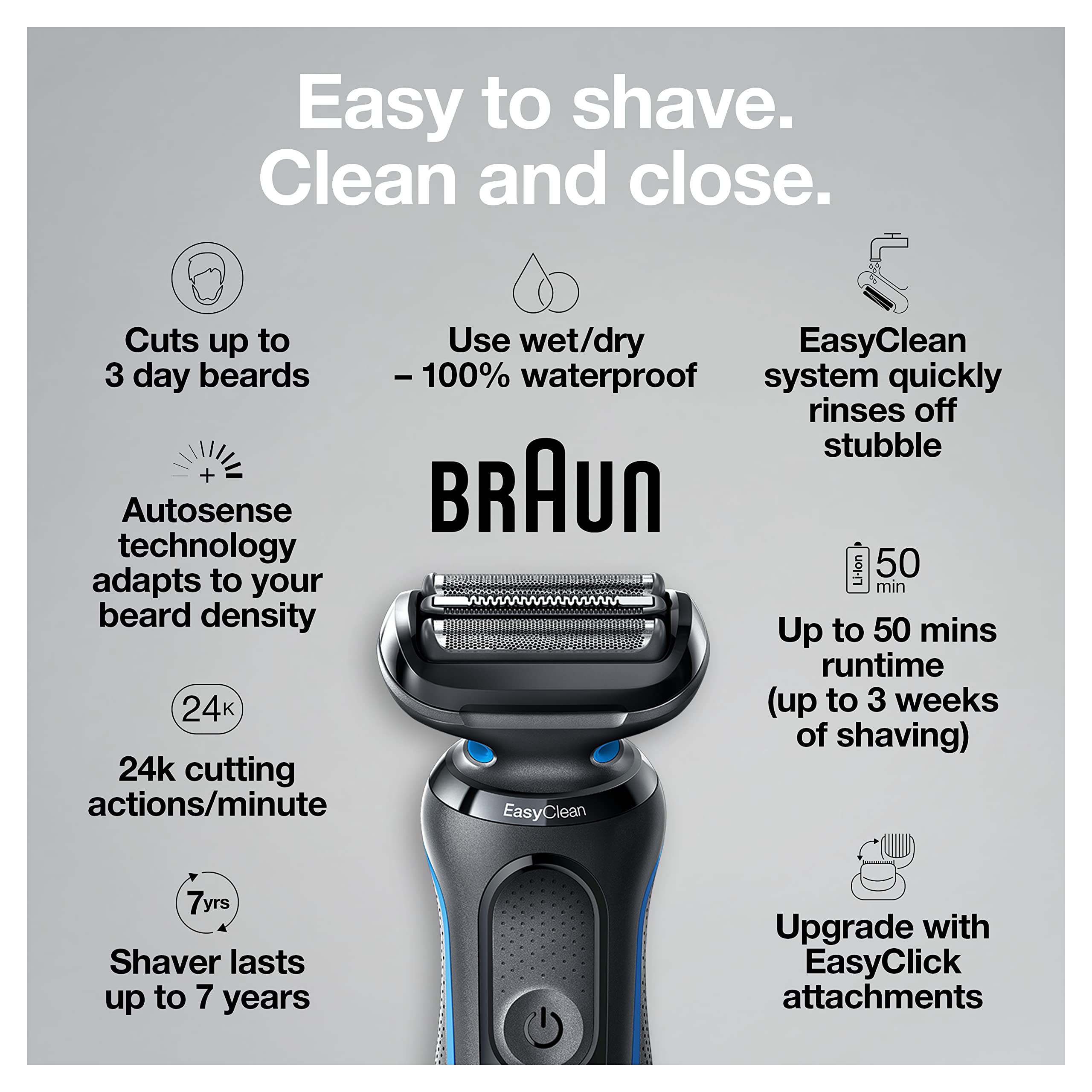Foto 3 pulgar | Afeitadora Eléctrica Braun Series 5 5049cs Con Soporte De Carga Azul - Venta Internacional.