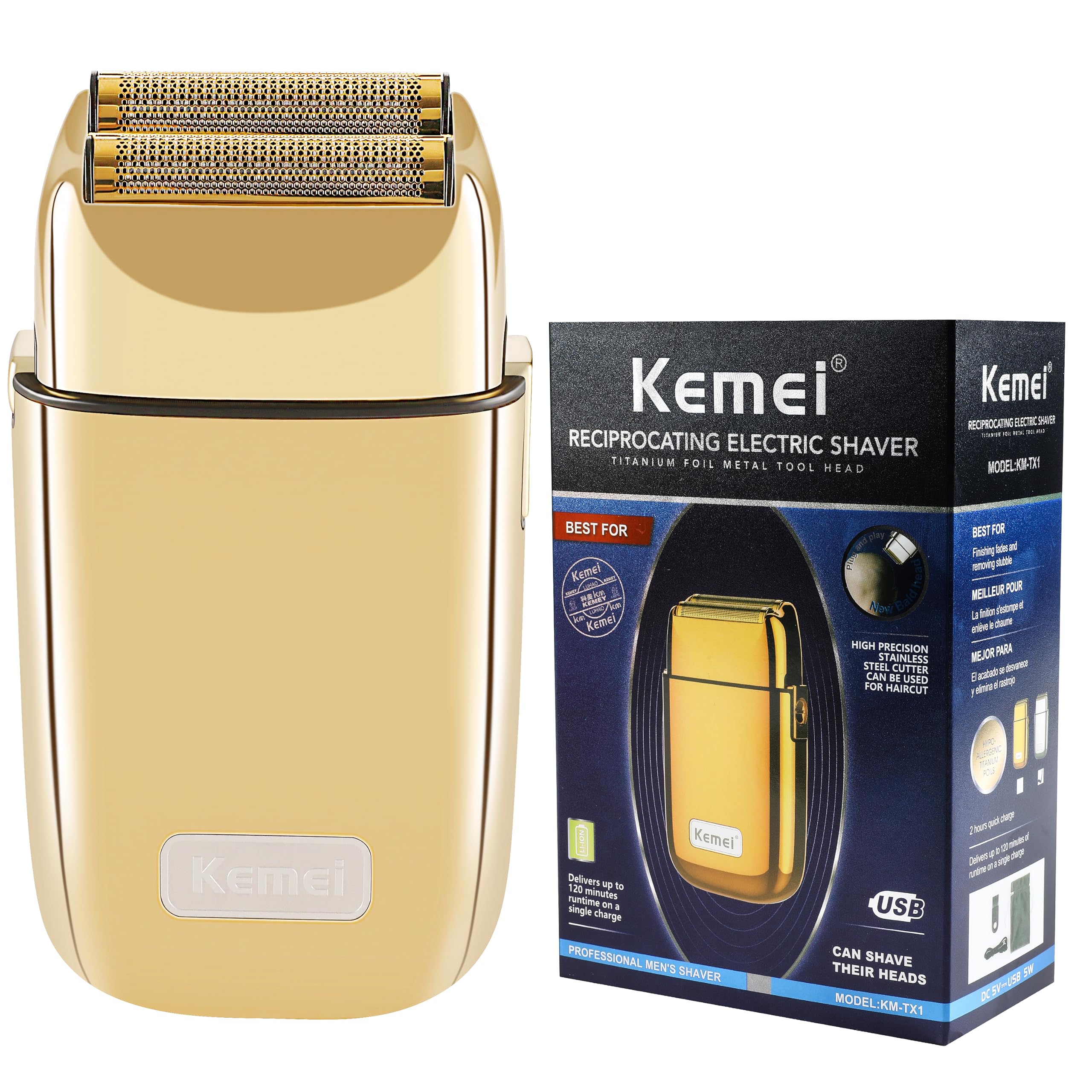 Foto 2 pulgar | Afeitadora Eléctrica Kemei Kemei-tx1 Inalámbrica Tipo C Recargable - Venta Internacional.
