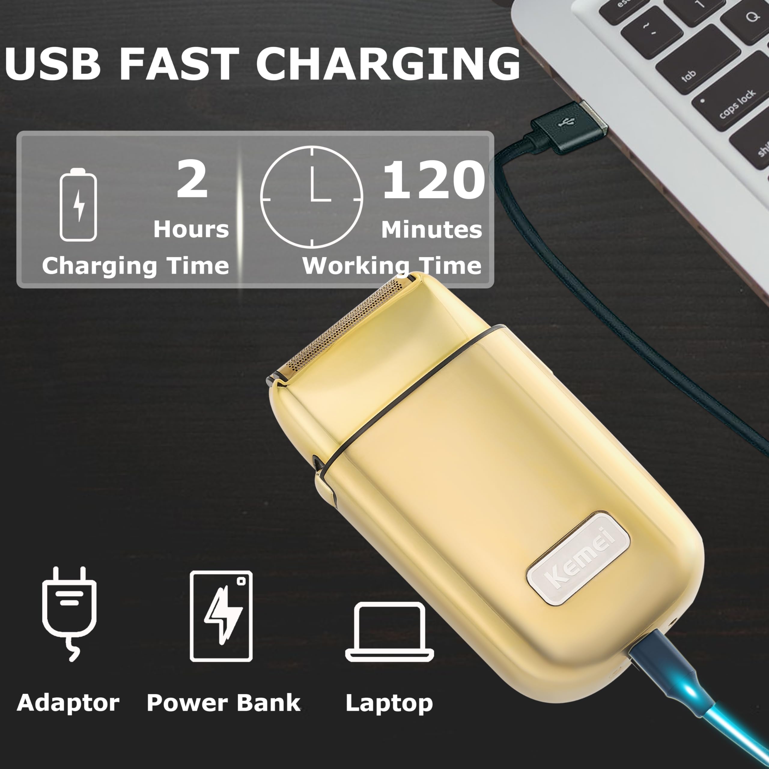 Foto 4 pulgar | Afeitadora Eléctrica Kemei Kemei-tx1 Inalámbrica Tipo C Recargable - Venta Internacional.