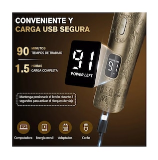 Foto 4 | Rasuradora Eléctrica 11 en 1 con Cuchillas Desmontables y Motor de Alta Resistencia - Dorada