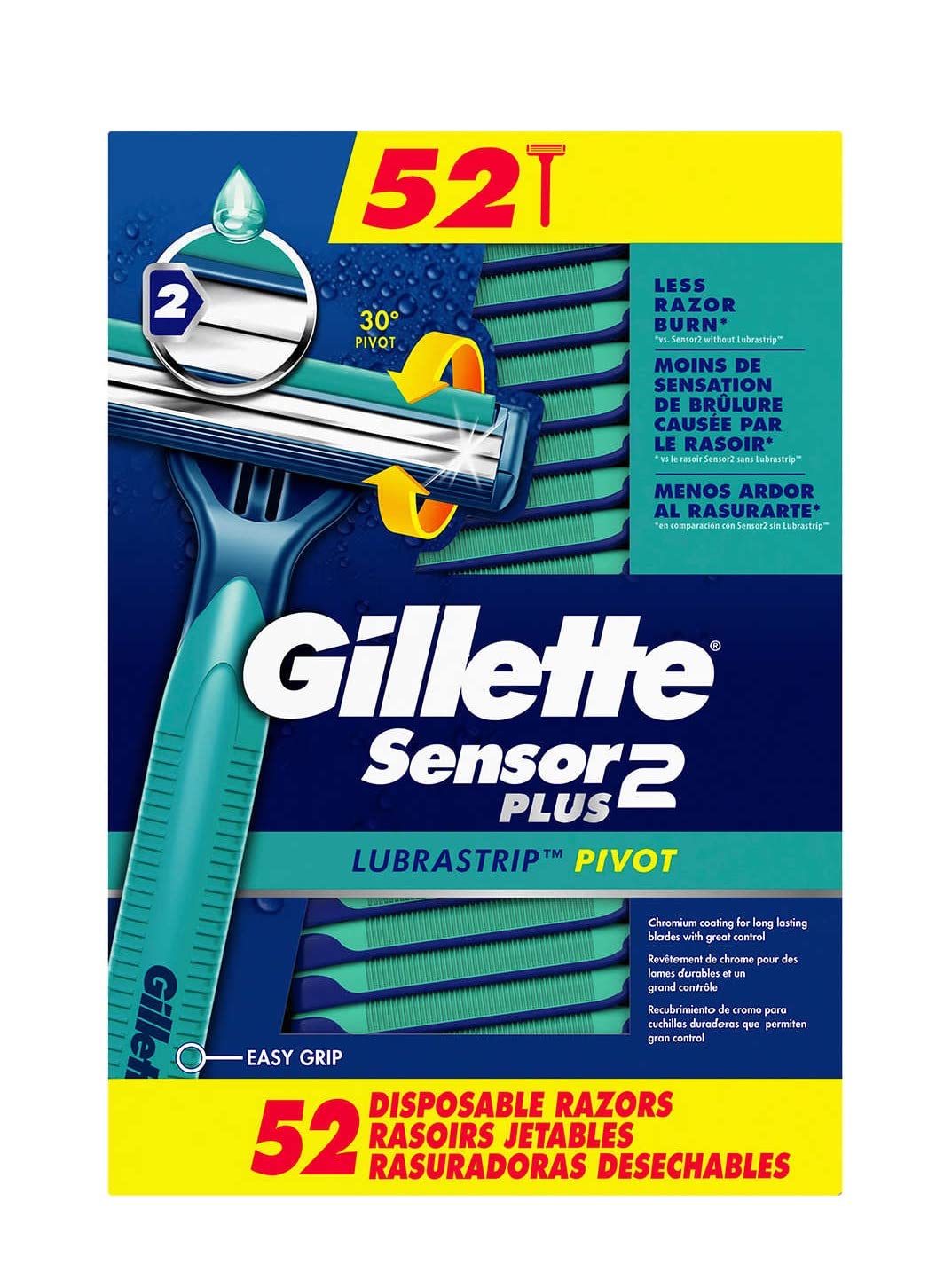 Foto 1 | Maquinilla De Afeitar Desechable Gillette Sensor2 Plus (paquete De 52) Para Hombre - Venta Internacional.