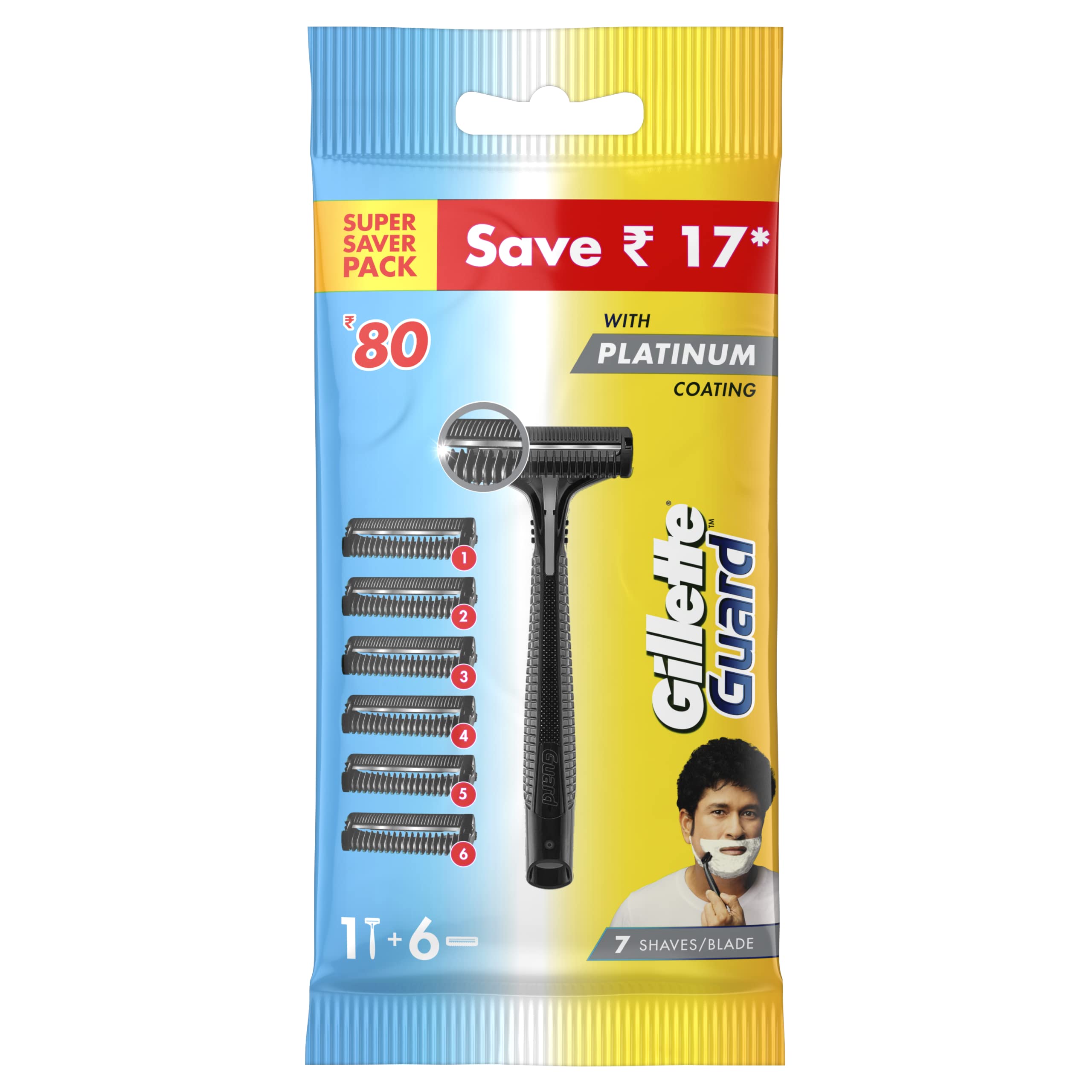 Cuchillas De Afeitar Gillette Guard, 6 Cartuchos Y 1 Navaja - Venta Internacional.