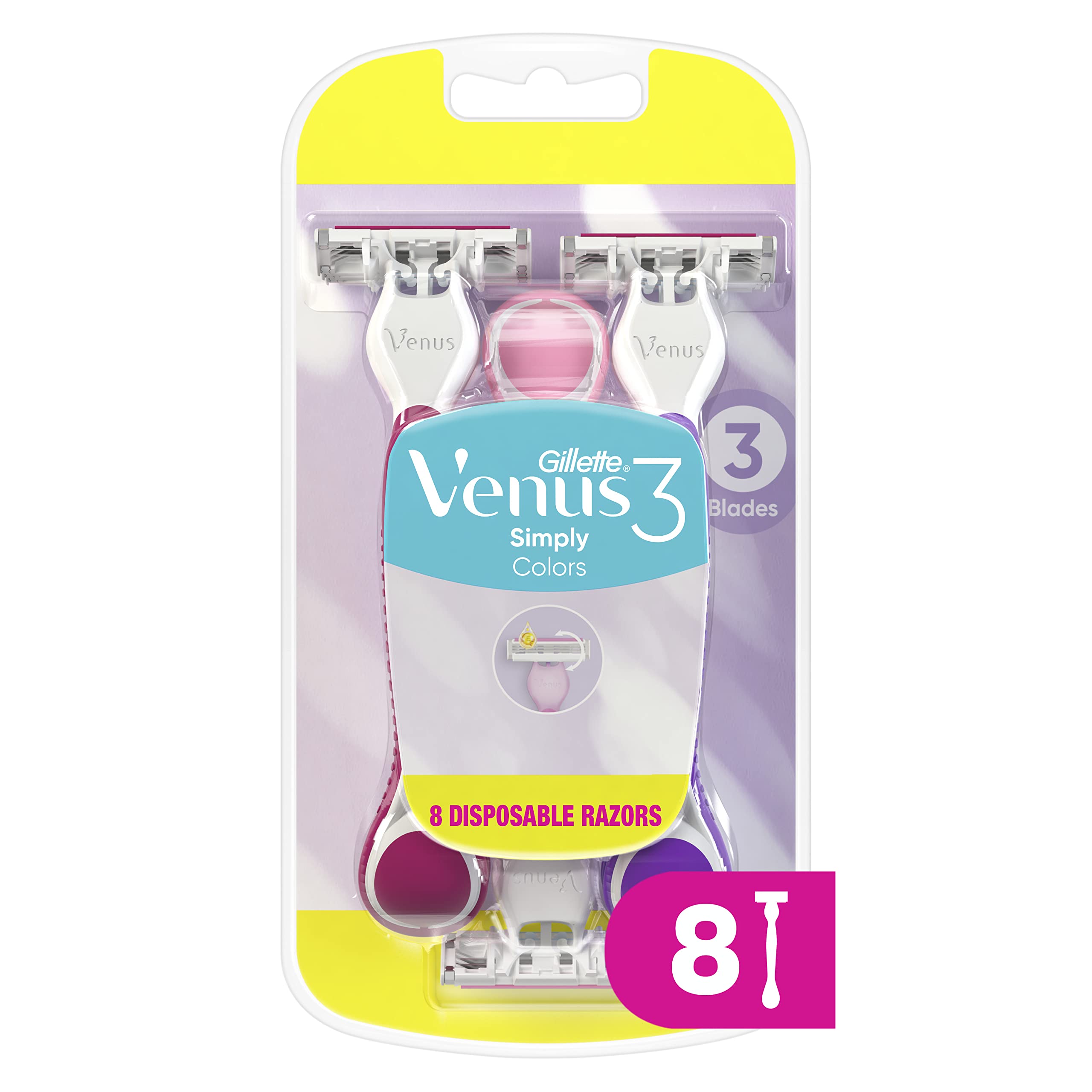 Maquinillas De Afeitar Desechables Gillette Venus Simply3 Para Mujer, 8 Unidades - Venta Internacional.