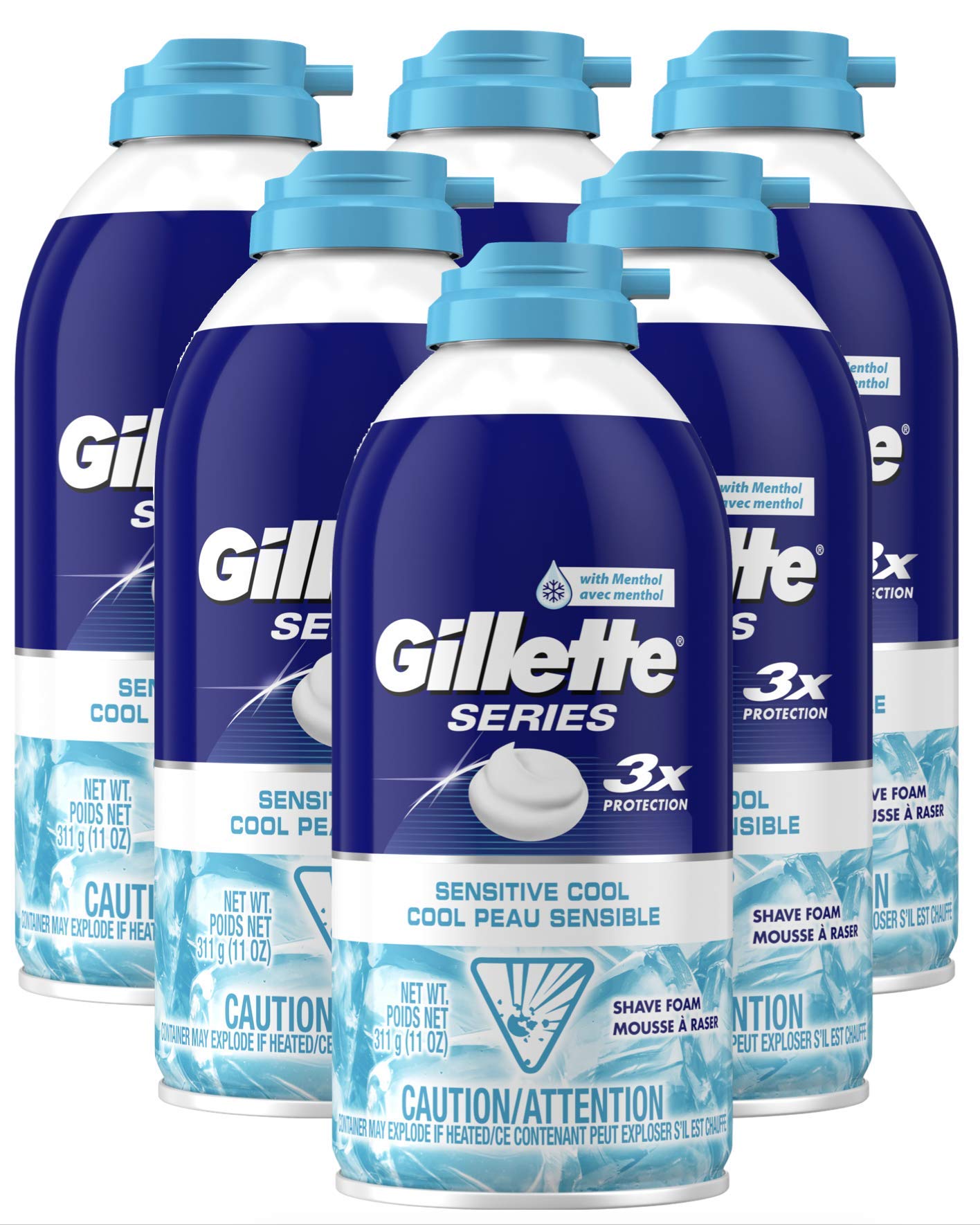 Espuma De Afeitar Gillette Series Sensitive Cool 325 Ml (paquete De 6) - Venta Internacional.