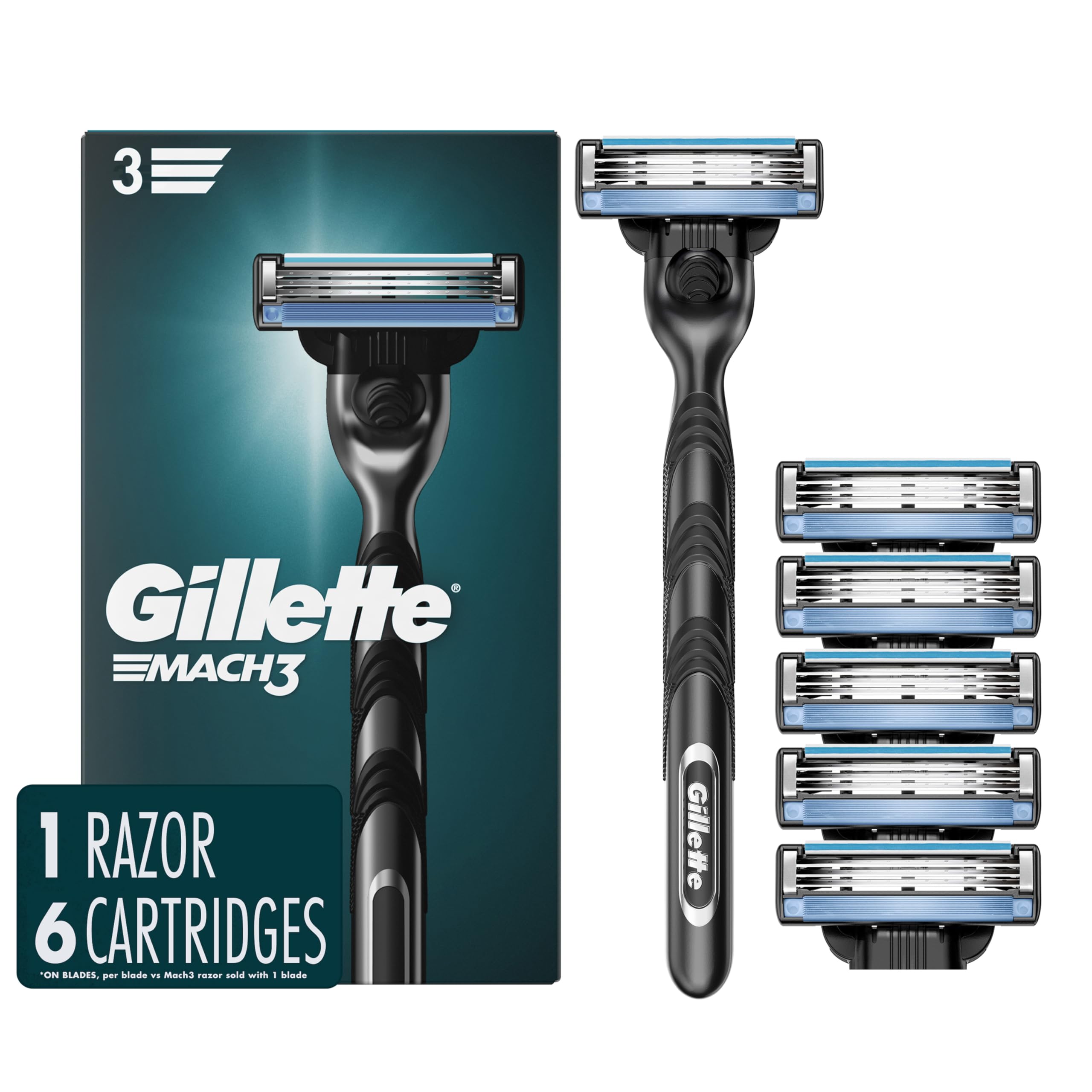 Foto 2 pulgar | Razor Gillette Mach3 Para Hombre Con 1 Mango Y 6 Recambios De Cuchillas - Venta Internacional.