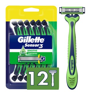 Foto 1 | Maquinilla De Afeitar Desechable Gillette Sensor3 Sensitive Para Hombre X12 - Venta Internacional.