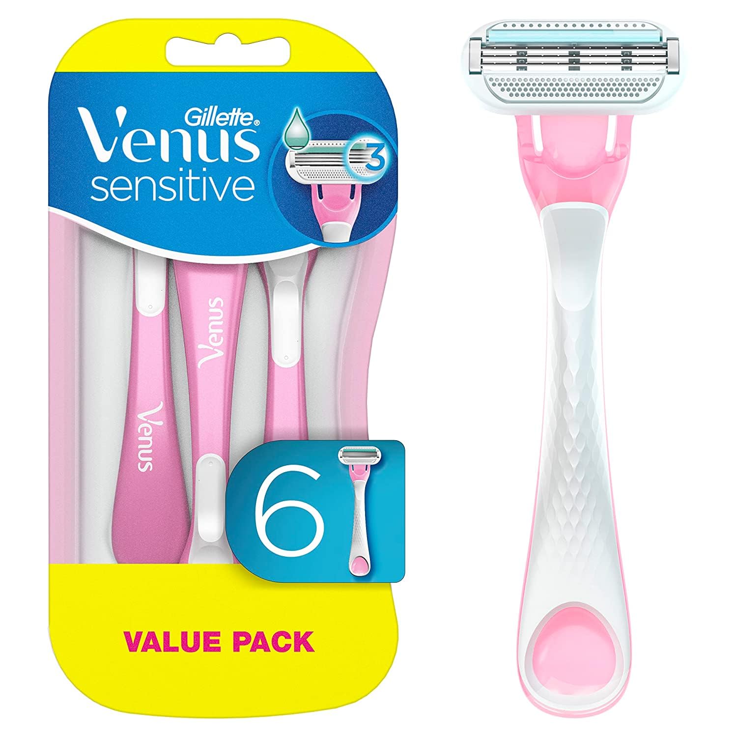 Foto 2 pulgar | Maquinillas De Afeitar Desechables Gillette Venus Sensitive Para Mujer, 6 Unidades - Venta Internacional.