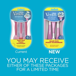 Foto 2 | Maquinillas De Afeitar Desechables Gillette Venus Sensitive Para Mujer X6 - Venta Internacional.