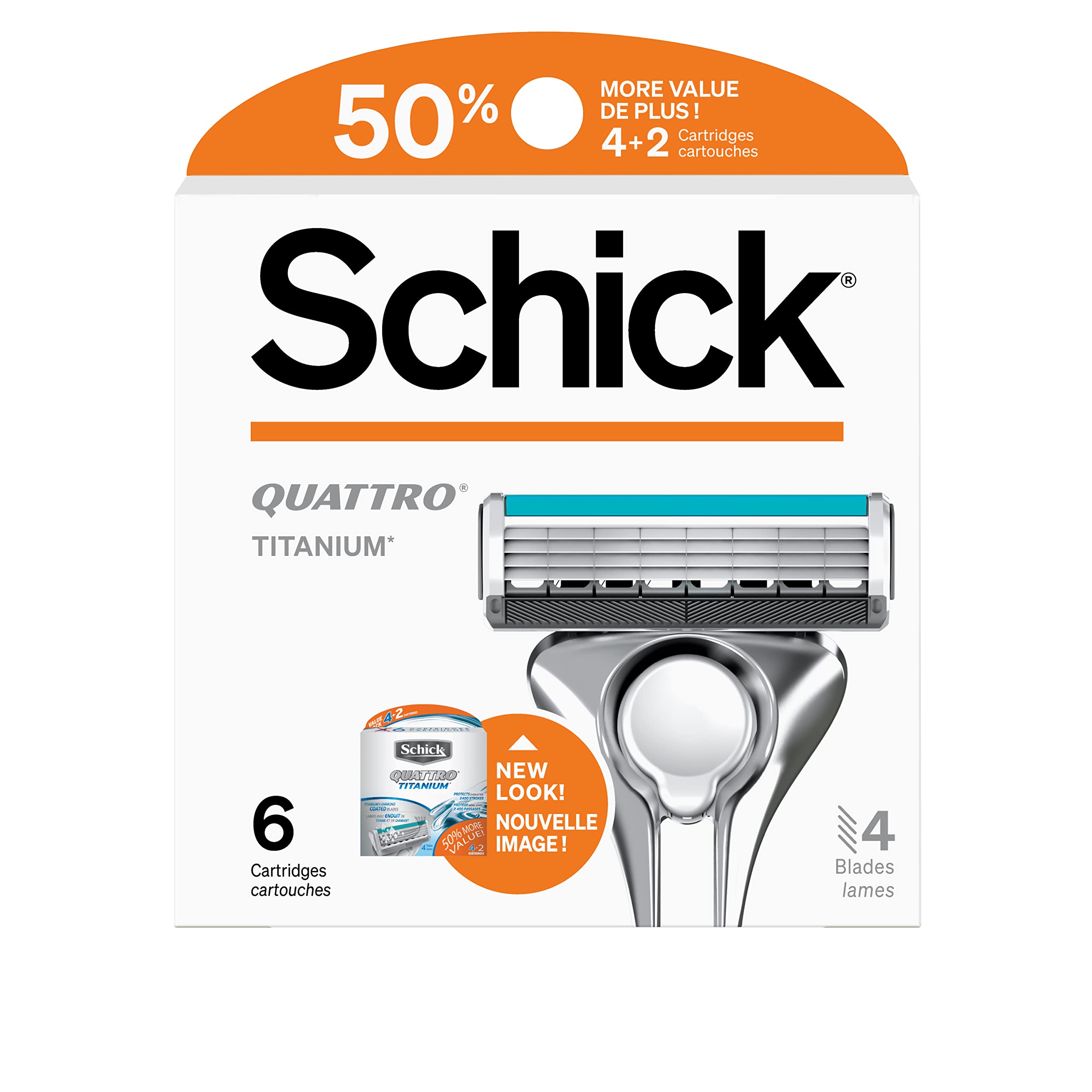 Recambios De Maquinilla De Afeitar Schick Quattro Titanium, 6 Unidades, Para Hombre - Venta Internacional.