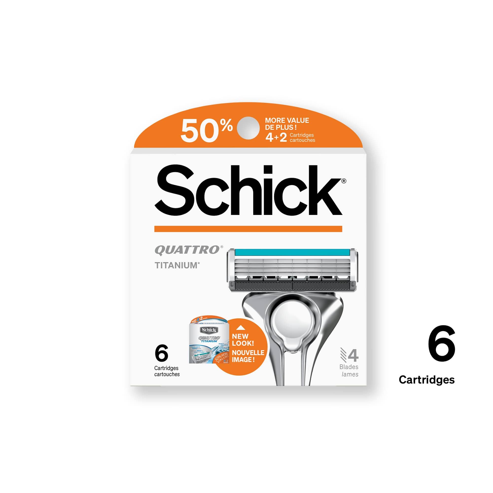 Foto 6 | Recambios De Maquinilla De Afeitar Schick Quattro Titanium, 6 Unidades, Para Hombre - Venta Internacional.