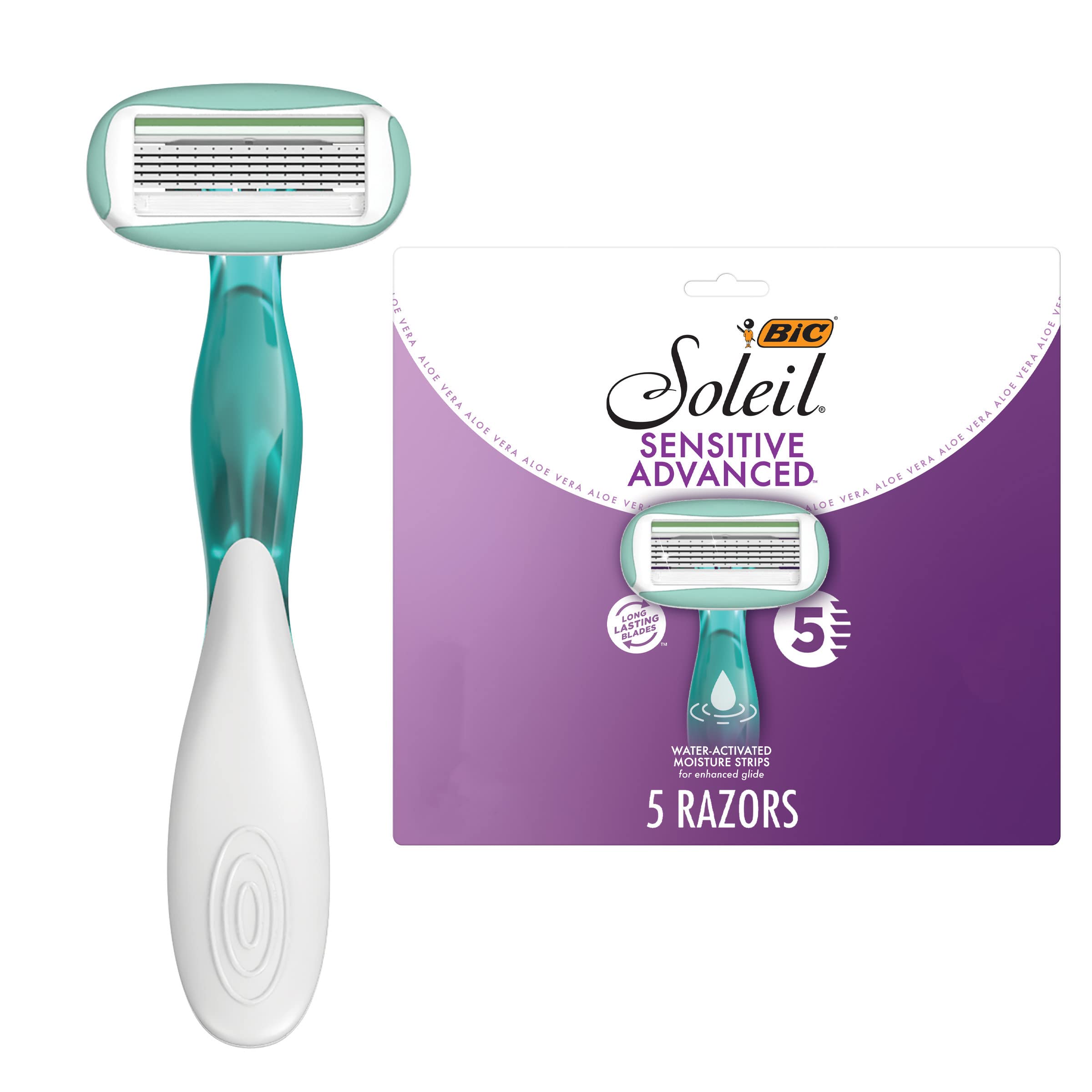 Foto 2 pulgar | Maquinillas De Afeitar Desechables Bic Soleil Sensitive Advanced De 5 Hojas X5 - Venta Internacional.