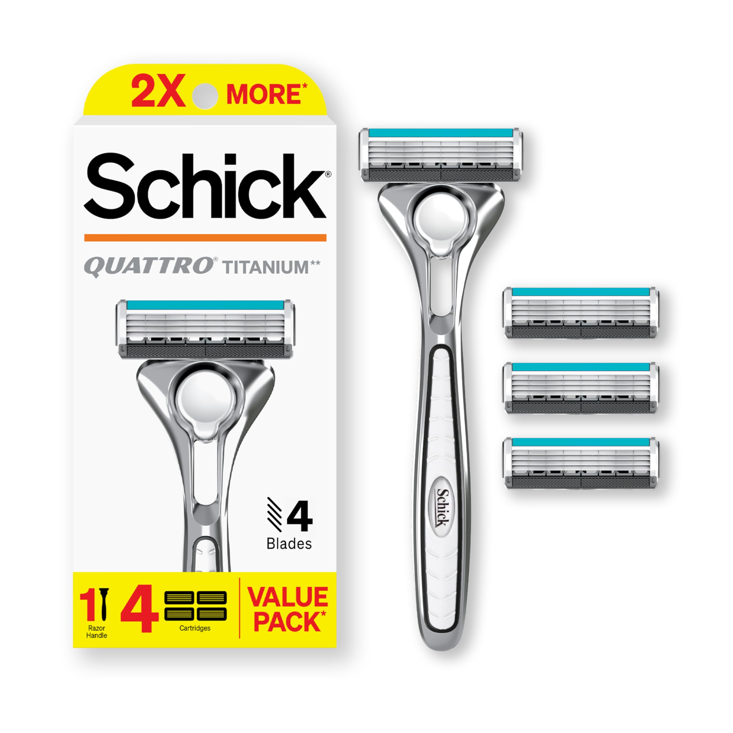 Rasuradora Schick Quattro Titanium con 1 Mango y 4 Cartuchos - Venta Internacional