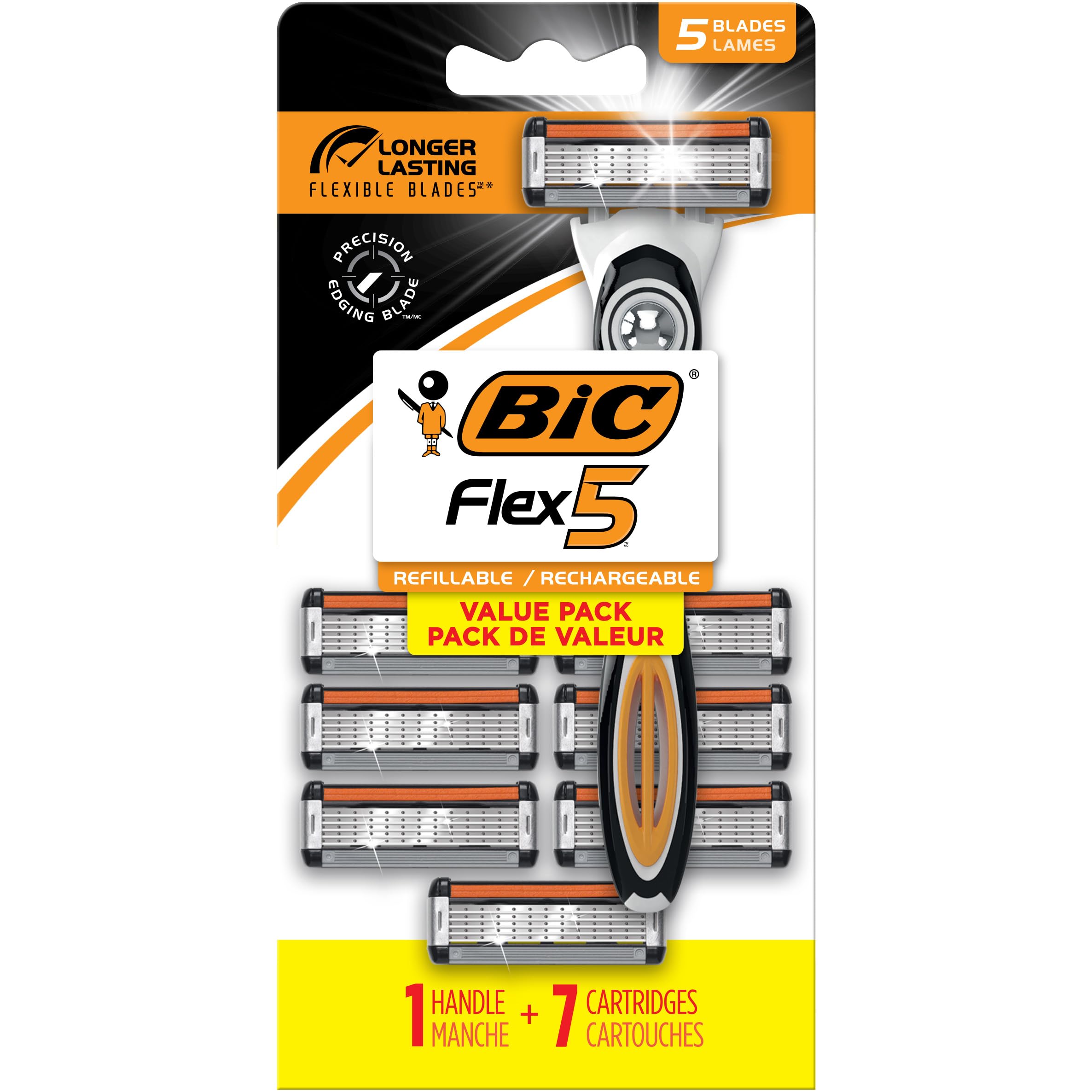 Rasuradora Razors Bic Flex 5 Recargable 1 Mango y 7 Cartuchos - Venta Internacional