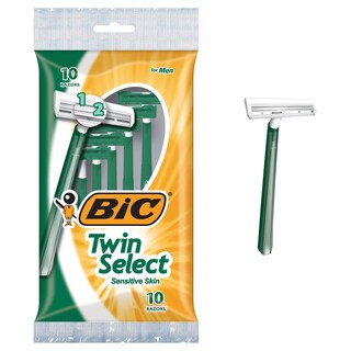 Foto 1 | Razors Bic Twin Select Desechables, 2 Cuchillas, Piel Sensible, 10 Unidades - Venta Internacional.